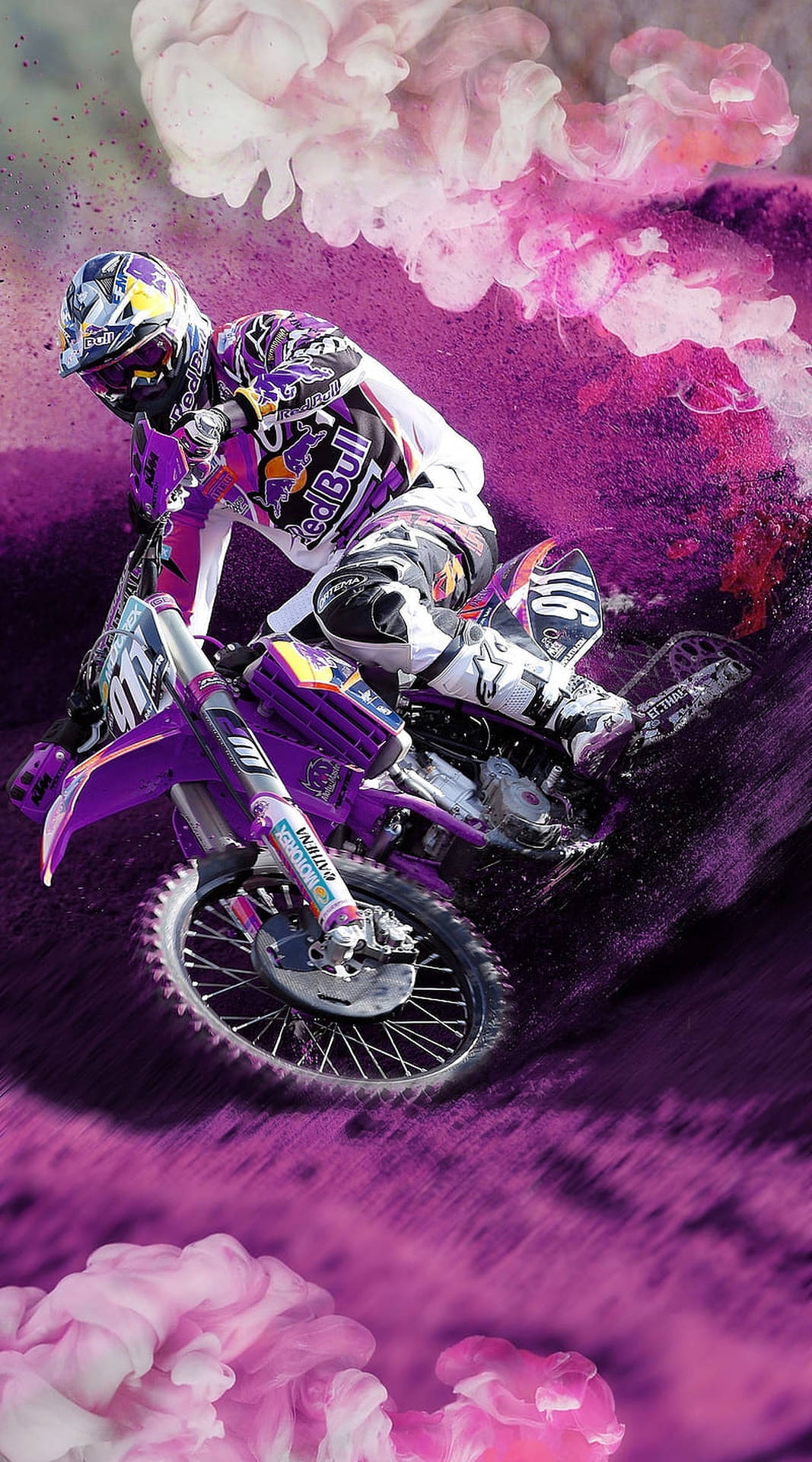 Download Dirt Bike Pink Smoke Wallpaper