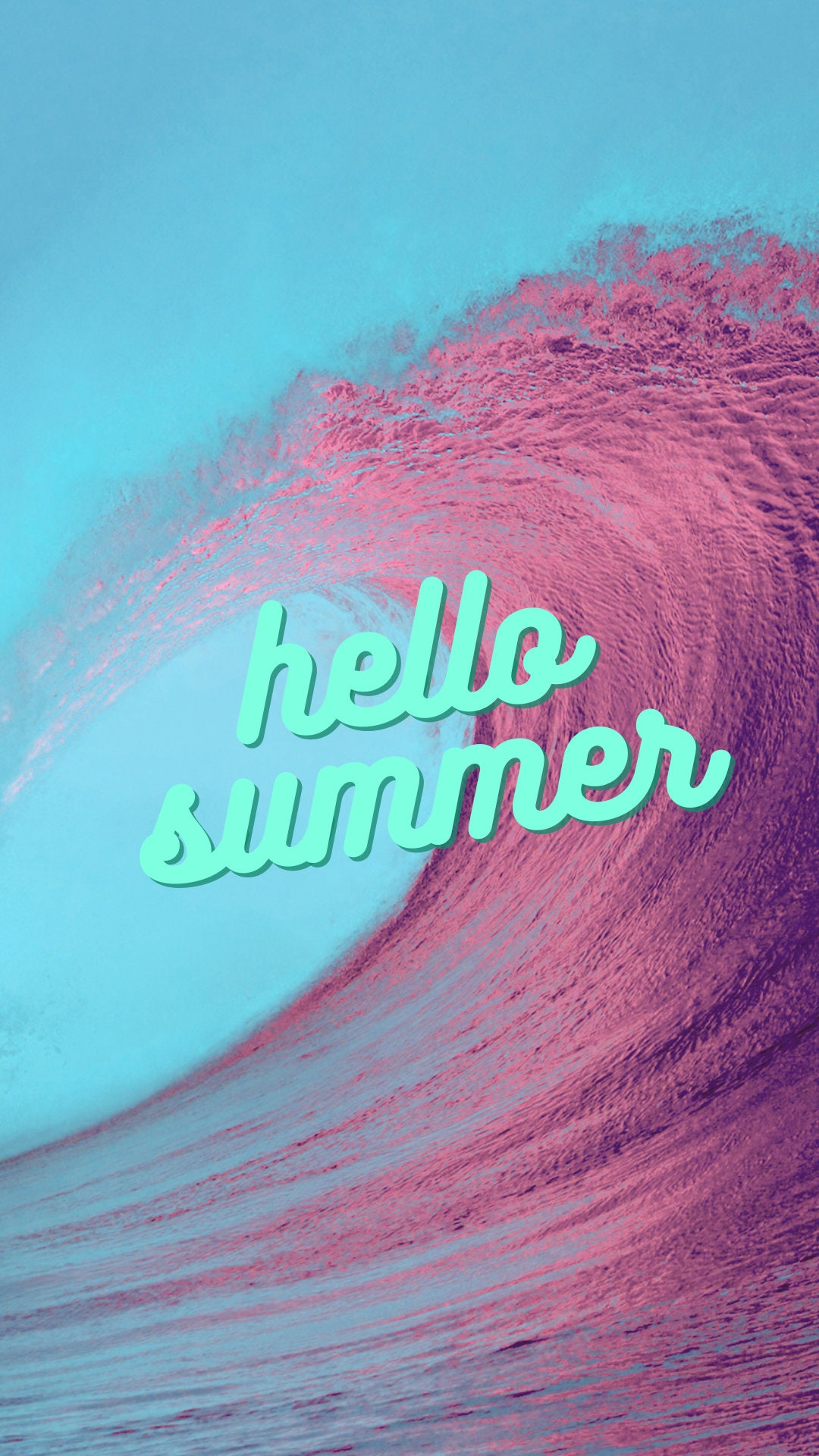 Hello Summer Ocean Wave Phone Wallpaper