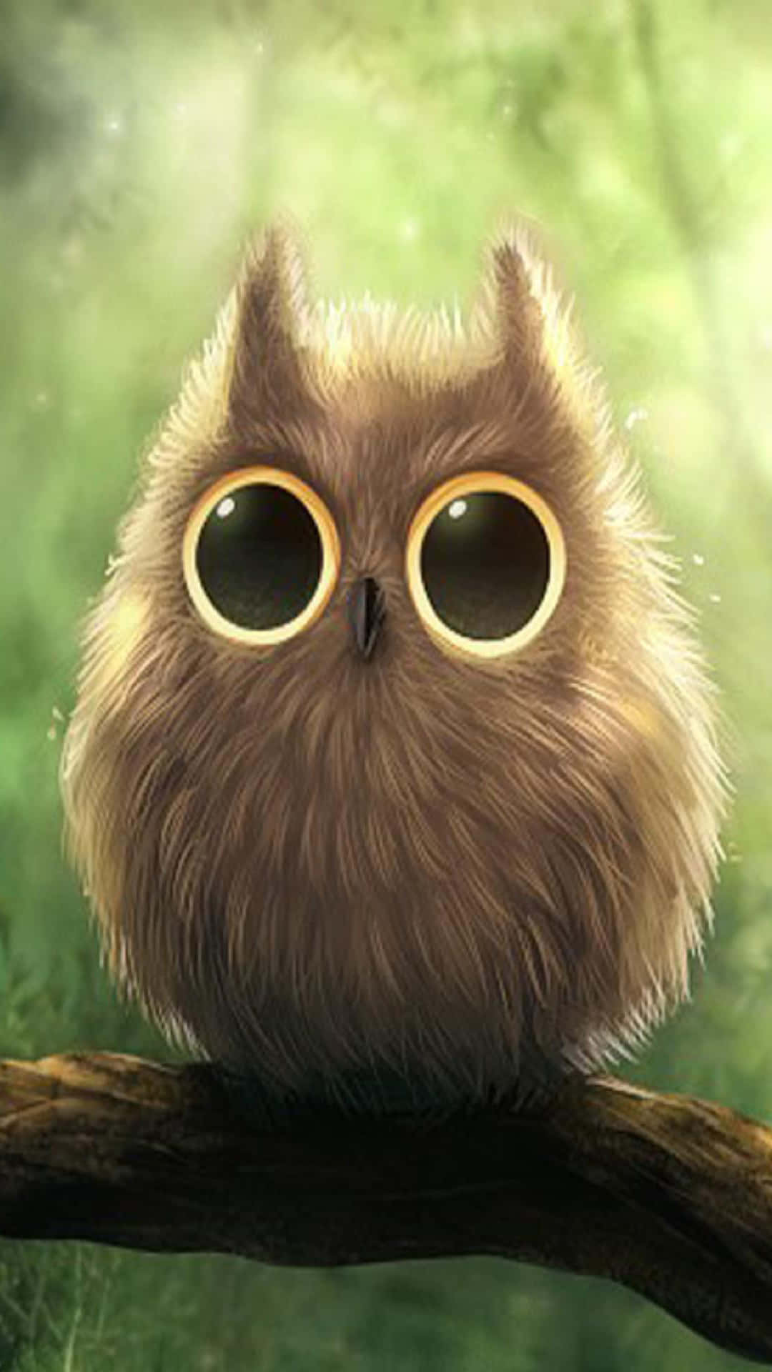 Download Owl Phone With Big Eyes Digital Painting Wallpaper