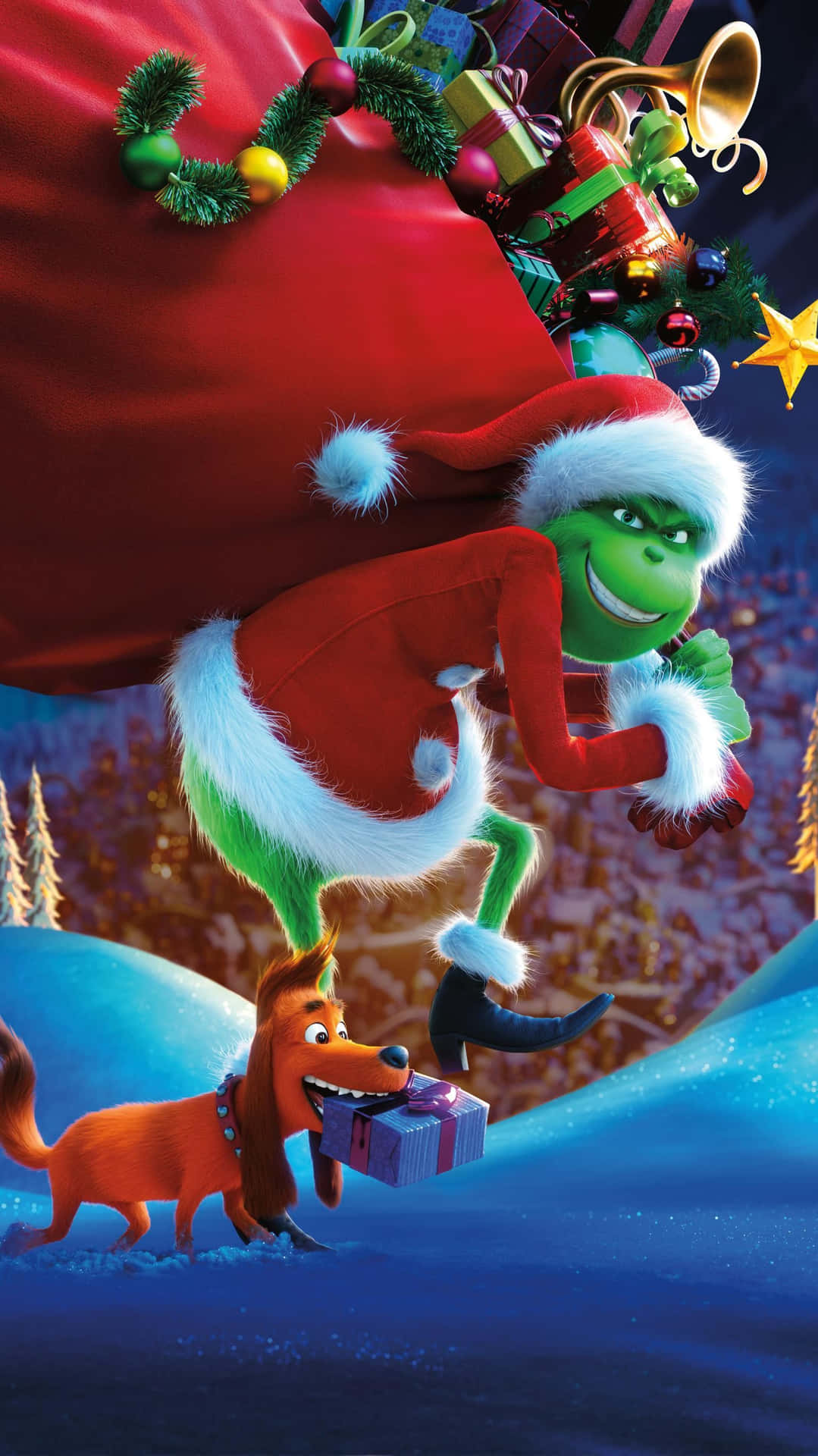 Download 'Be Merry and Bright This Holiday- Even With a Grinch iPhone' Wallpaper