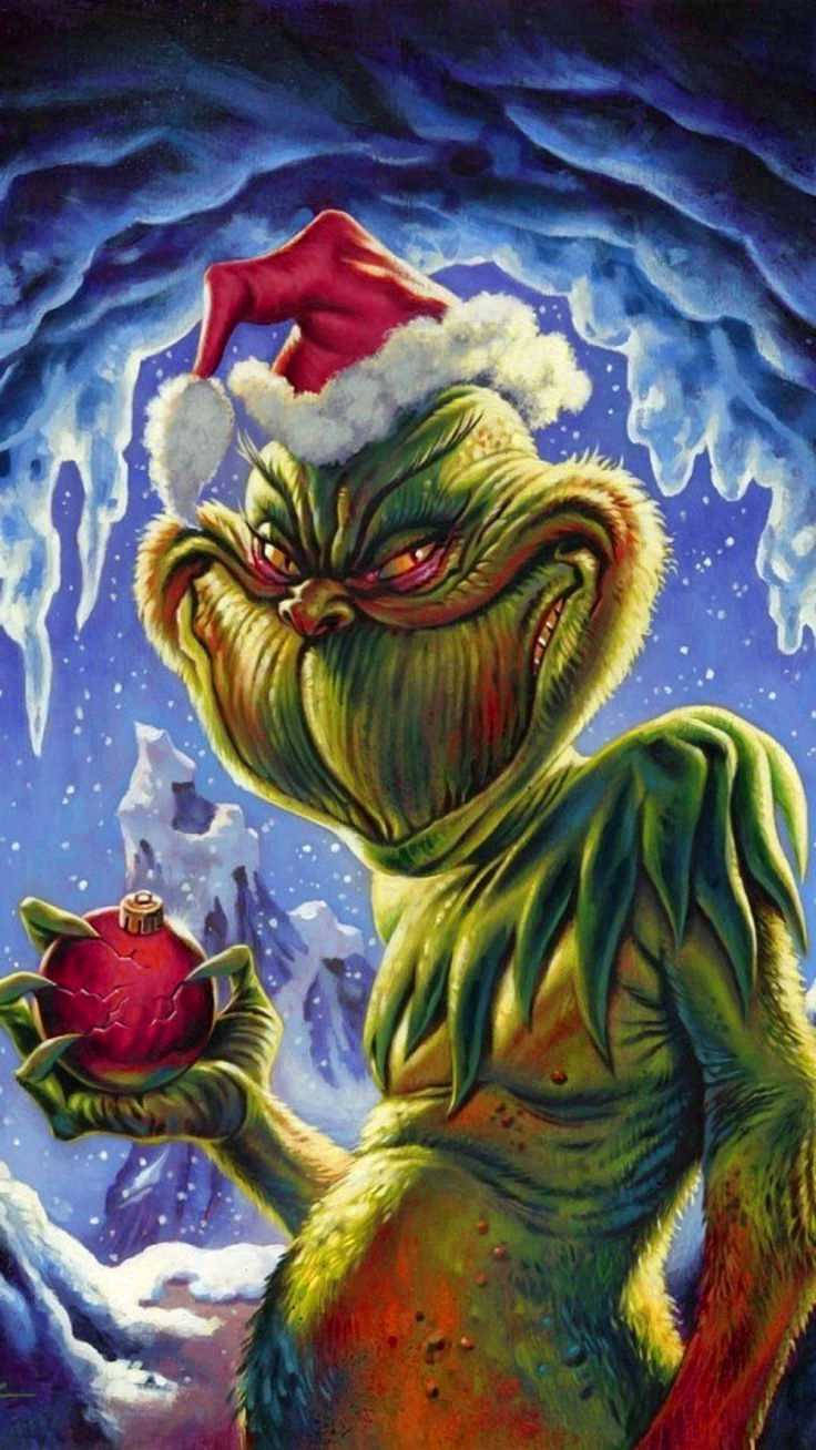 Download Grinch With Christmas Ball Wallpaper