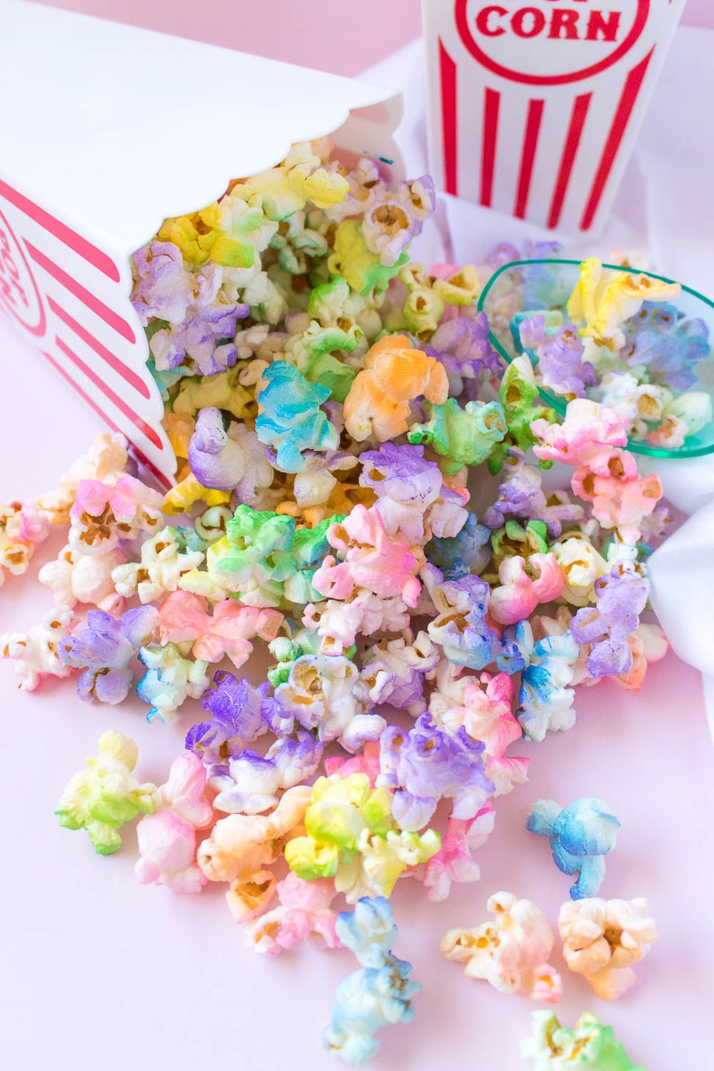 Rainbow Popcorn. Club Crafted. Recipe. Rainbow popcorn, Rainbow themed birthday party, Pastel birthday