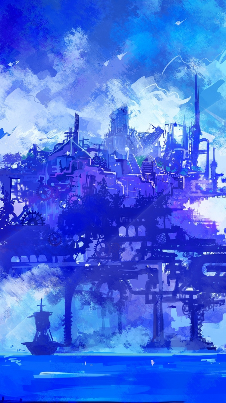 Download wallpaper 750x1334 cyber city, anime, cyberpunk, artwork, iphone 7, iphone 8, 750x1334 HD background, 16663