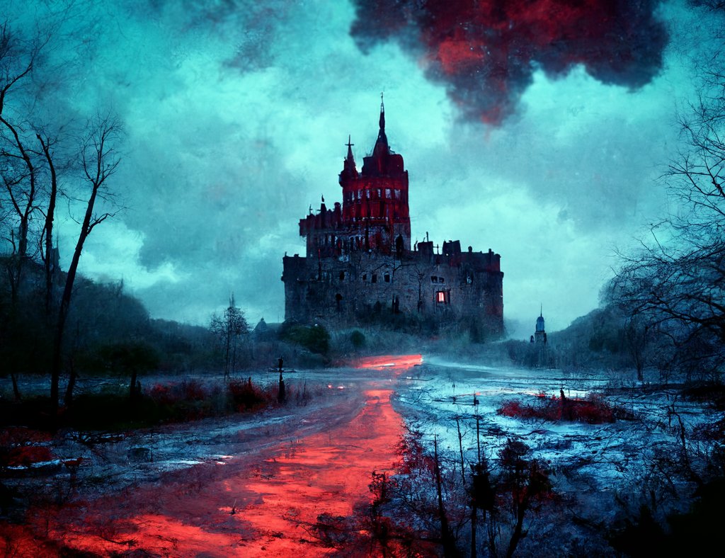 Neural Horror road to castle spellforge -⁠ Prints available, link in bio -⁠ #art #ai #midjourney #artoftheday #creepy #eerie #spooky #dnd #rpg #dungeonsanddragons #geek #dungeonmaster #tabletopgames #ttrpg #horror ⁠#gothic #