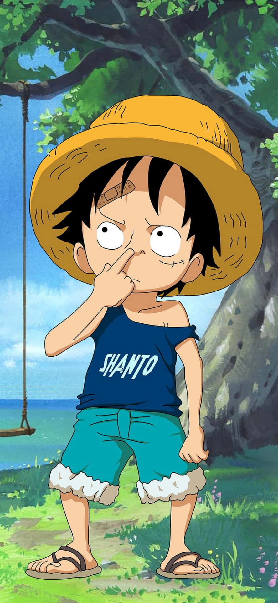 Download Funny Chibi Luffy Phone Wallpaper