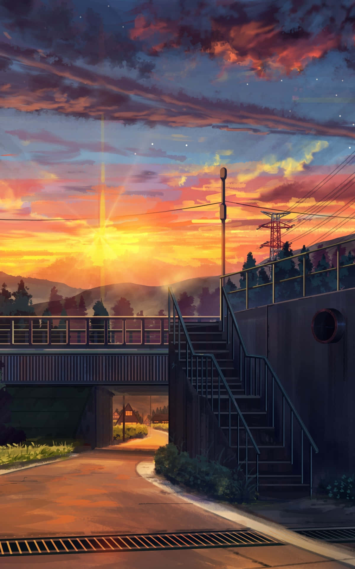 Download Explore The Anime Sunset Wallpaper