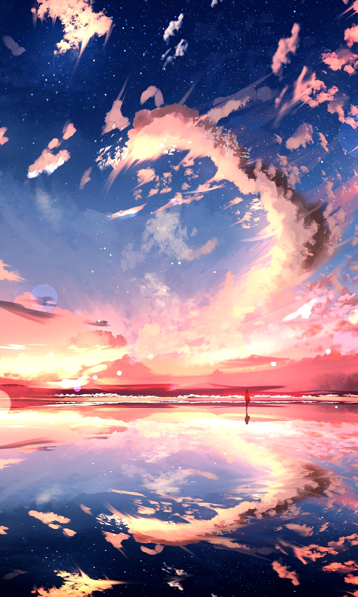 Anime Sunset Phone Wallpaper by とちちま