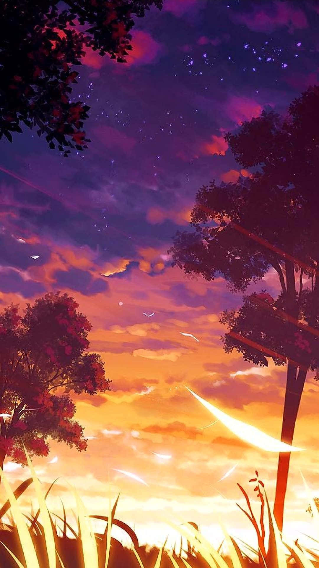 Download A breathtaking view of an Anime Sunset Wallpaper