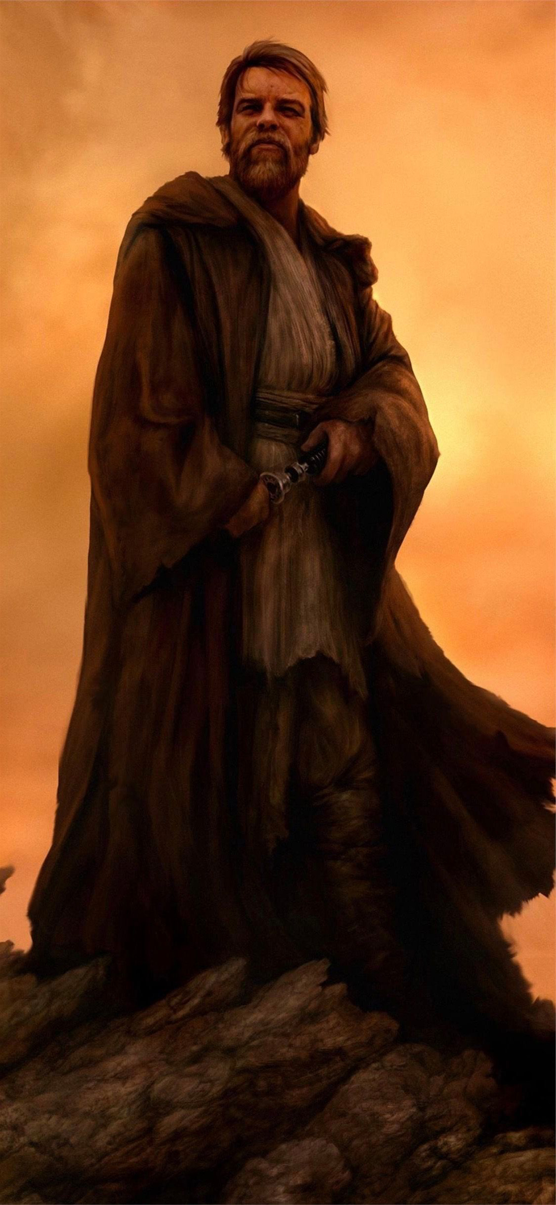 Star Wars handmade oil painting Wan Kenobi Tatooine portrait