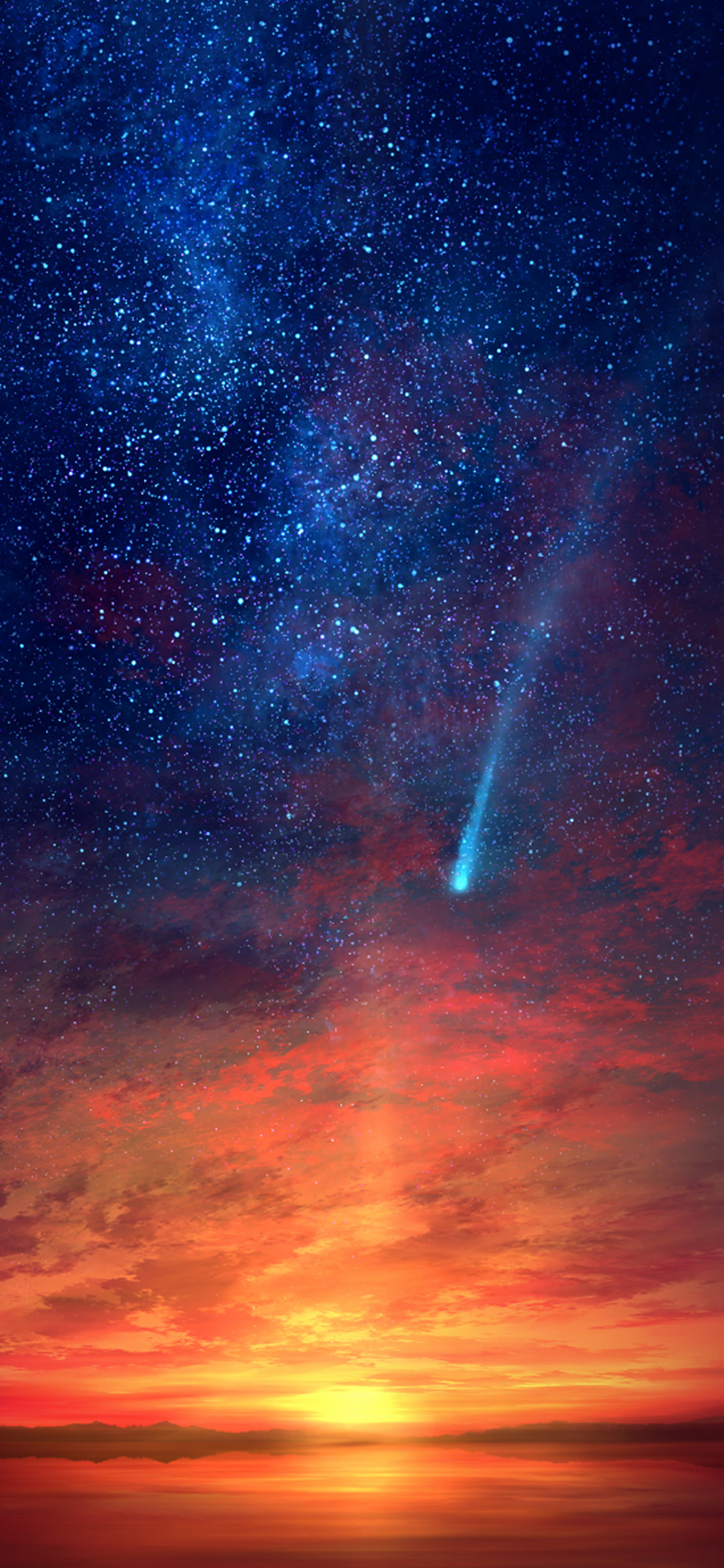 iPhone X wallpaper. anime sunset red illustration art