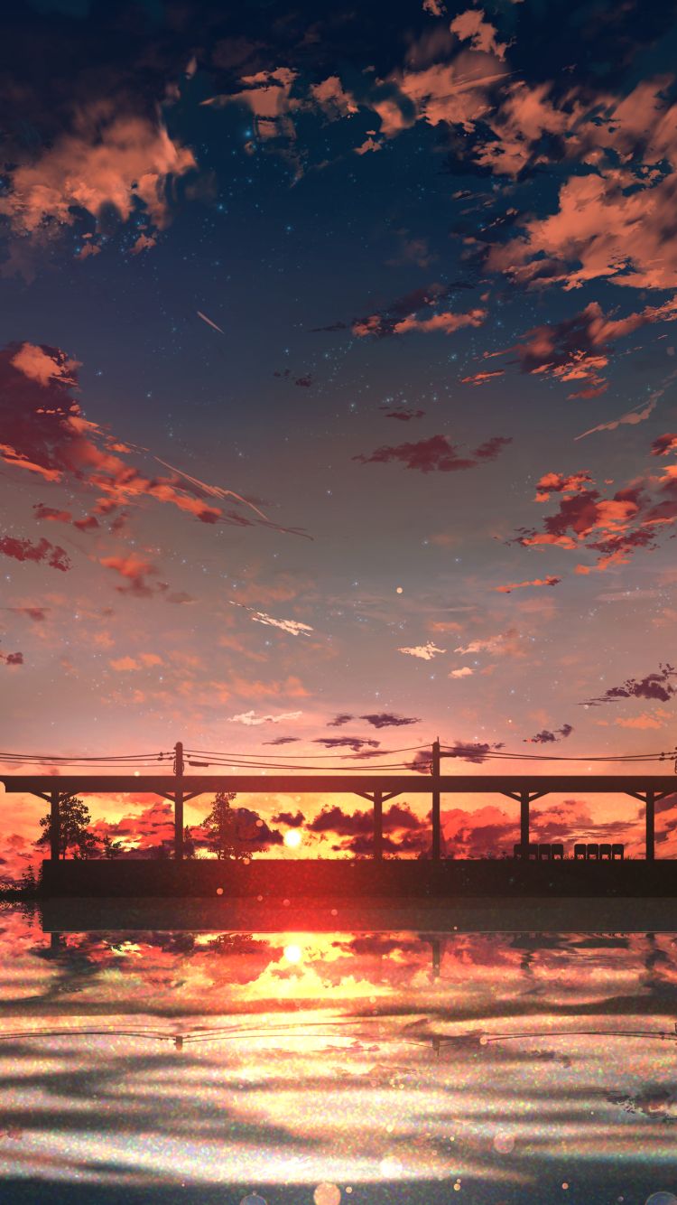 Mobile wallpaper: Anime, Sunset, Sky, Sunrise, 1386274 download the picture for free