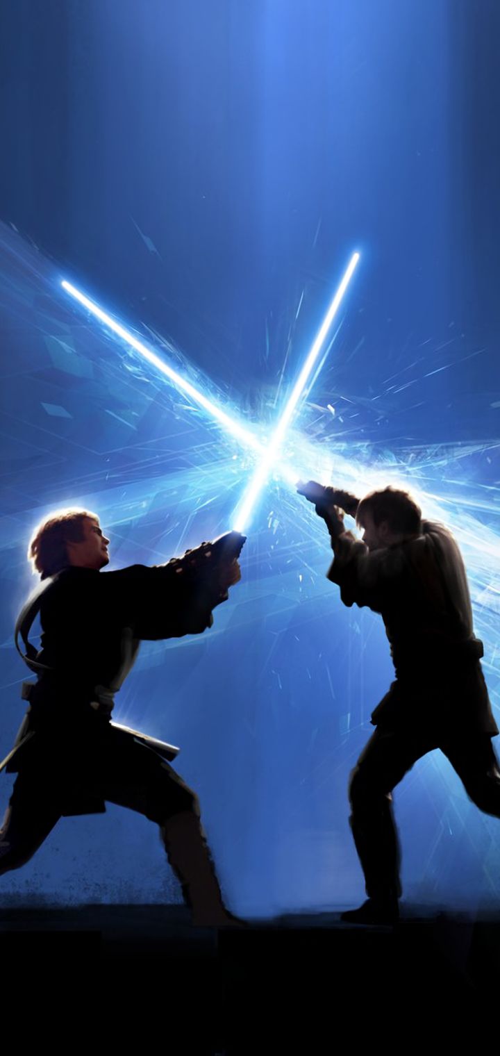Mobile wallpaper: Star Wars, Anakin Skywalker, Lightsaber, Movie, Obi Wan Kenobi, Blue Lightsaber, Jedi, 1166282 download the picture for free