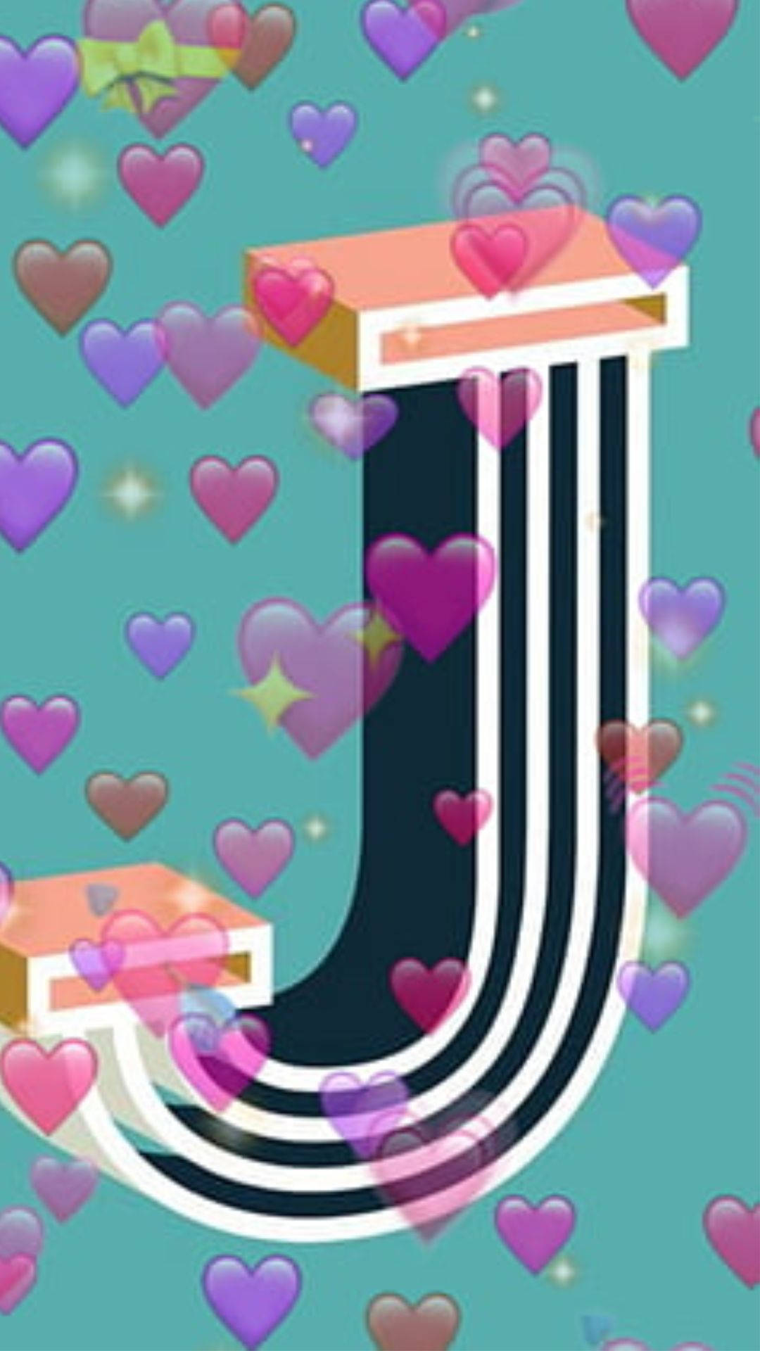 Download Letter J And Hearts Wallpaper