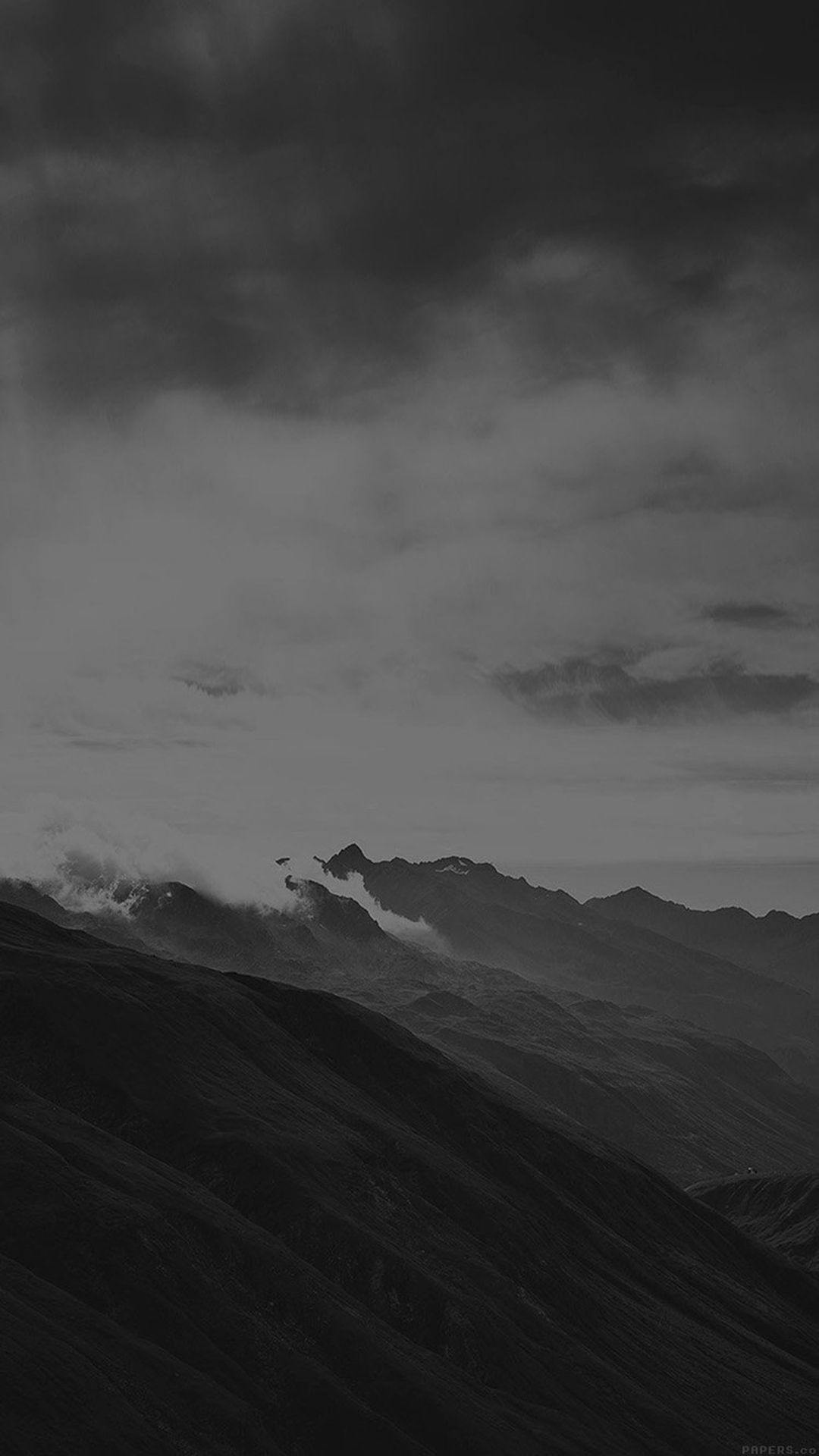 Mountain Art Fog Nature Dark Bw #iPhone