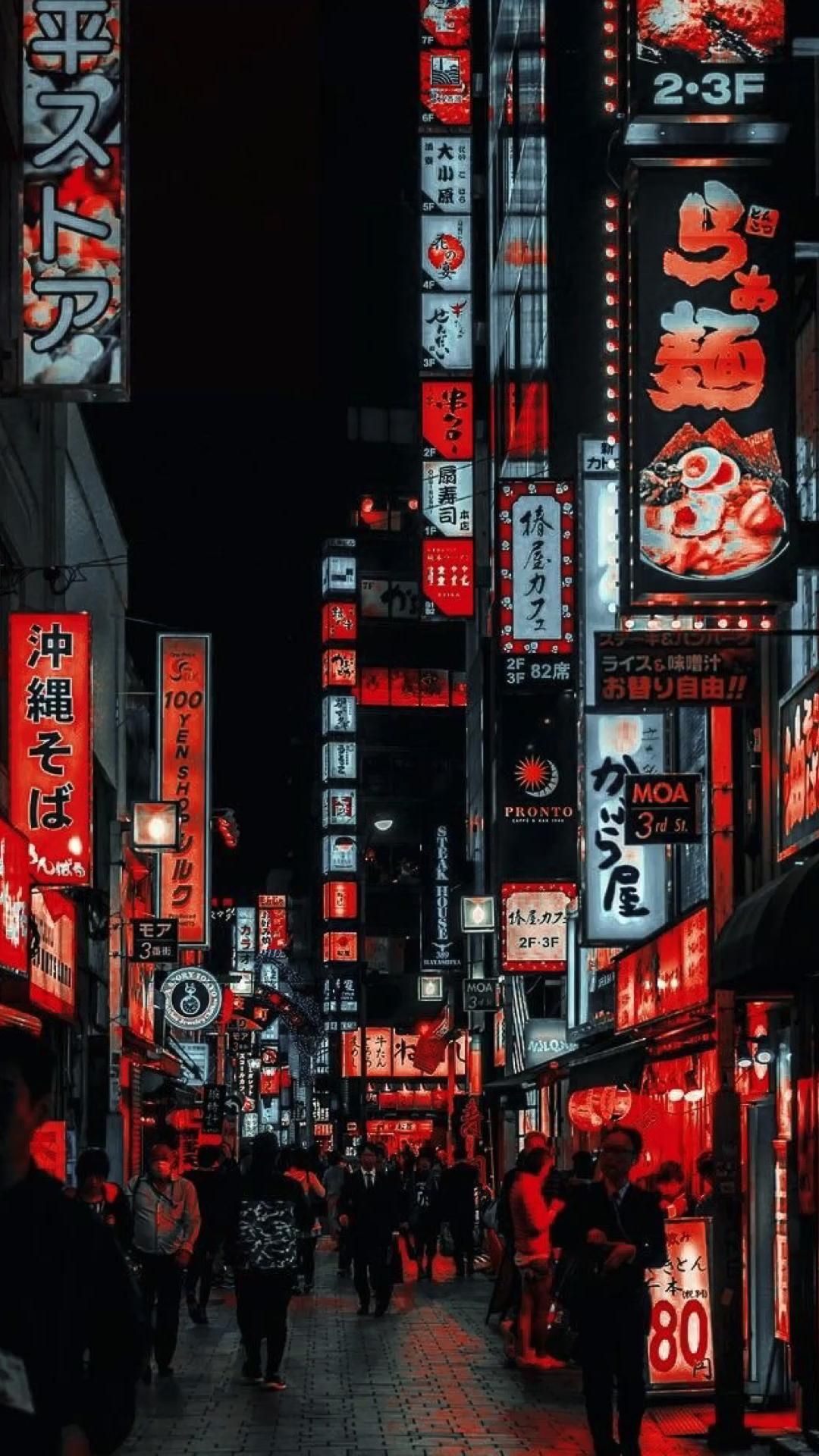 Japan. Tokyo. Night. Street Wear. Red Shades. City Center. Anime scenery wallpaper, Japan, Aesthetic japan