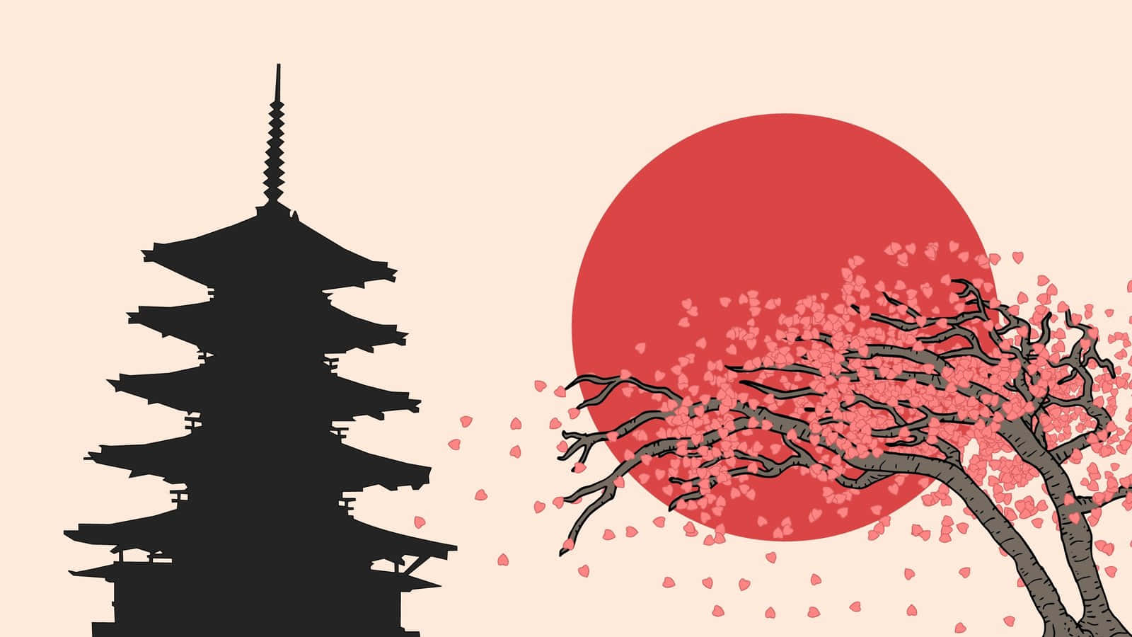 Download Japanese Aesthetic Temple Silhouette Desktop Wallpaper
