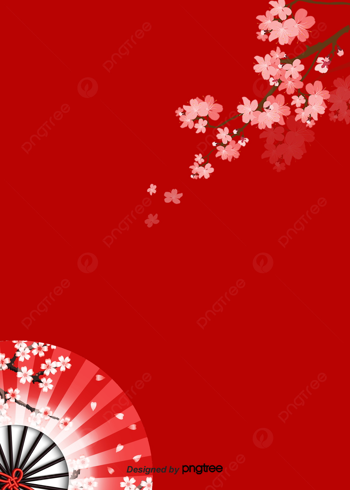 Aesthetic Wind Background Of Red Japanese Cherry Folding Fan Wallpaper Image For Free Download
