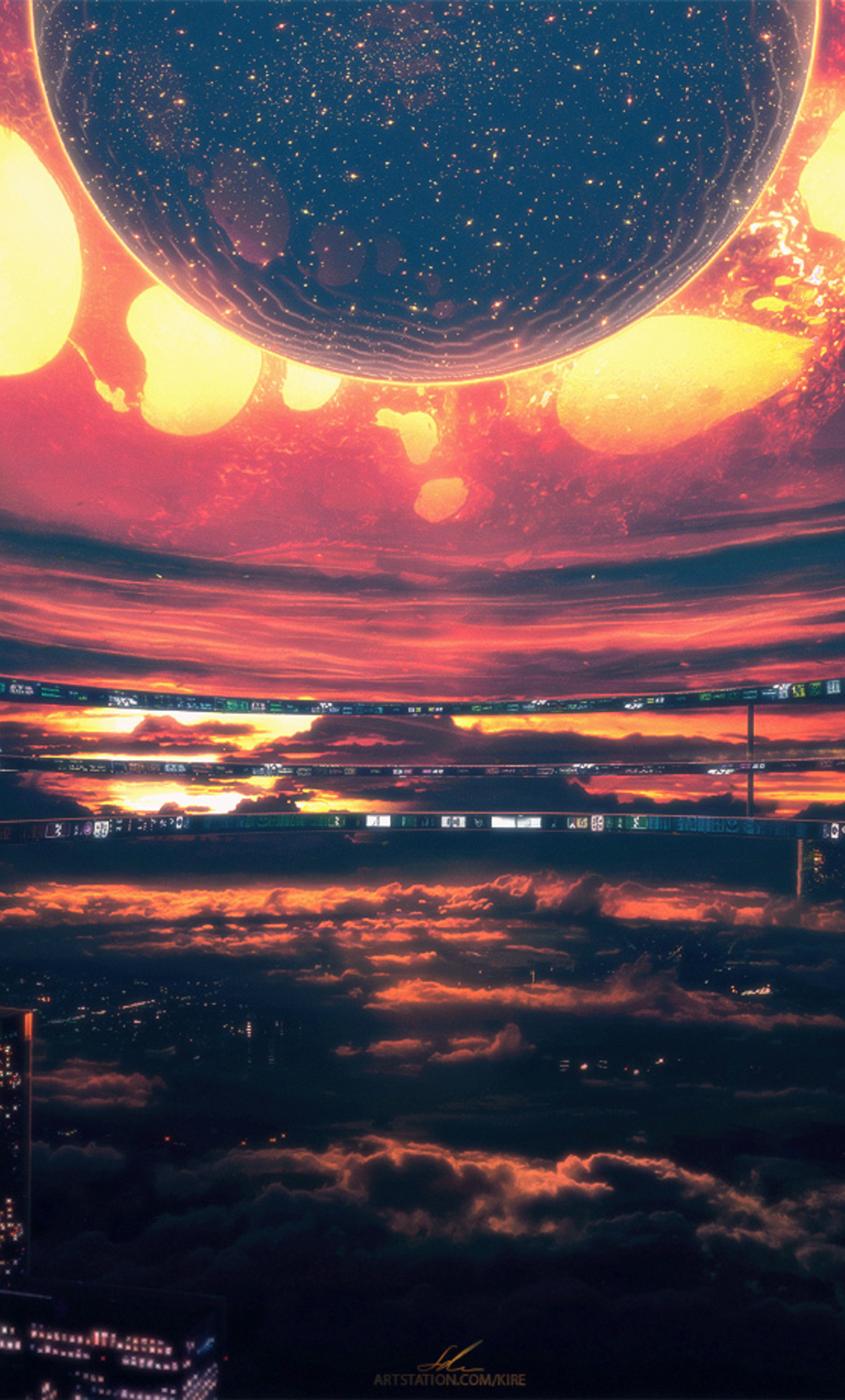 Heatwave Citylights Dark Heat Scifi Sky Space iPhone HD 4k Wallpaper, Image, Background, Photo and Picture