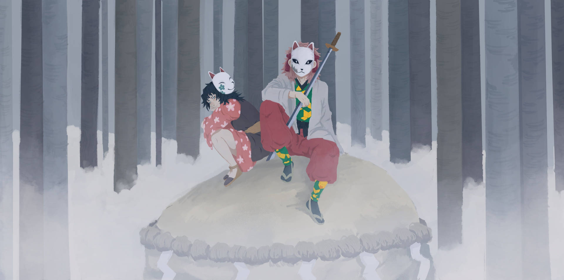 Download Makomo And Sabito Wallpaper