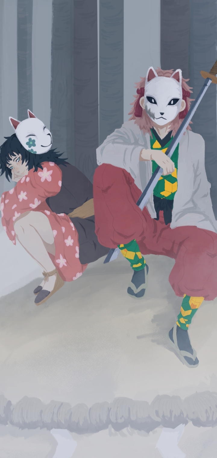 Mobile wallpaper: Anime, Demon Slayer: Kimetsu No Yaiba, Makomo (Demon Slayer), Sabito (Demon Slayer), 1347256 download the picture for free