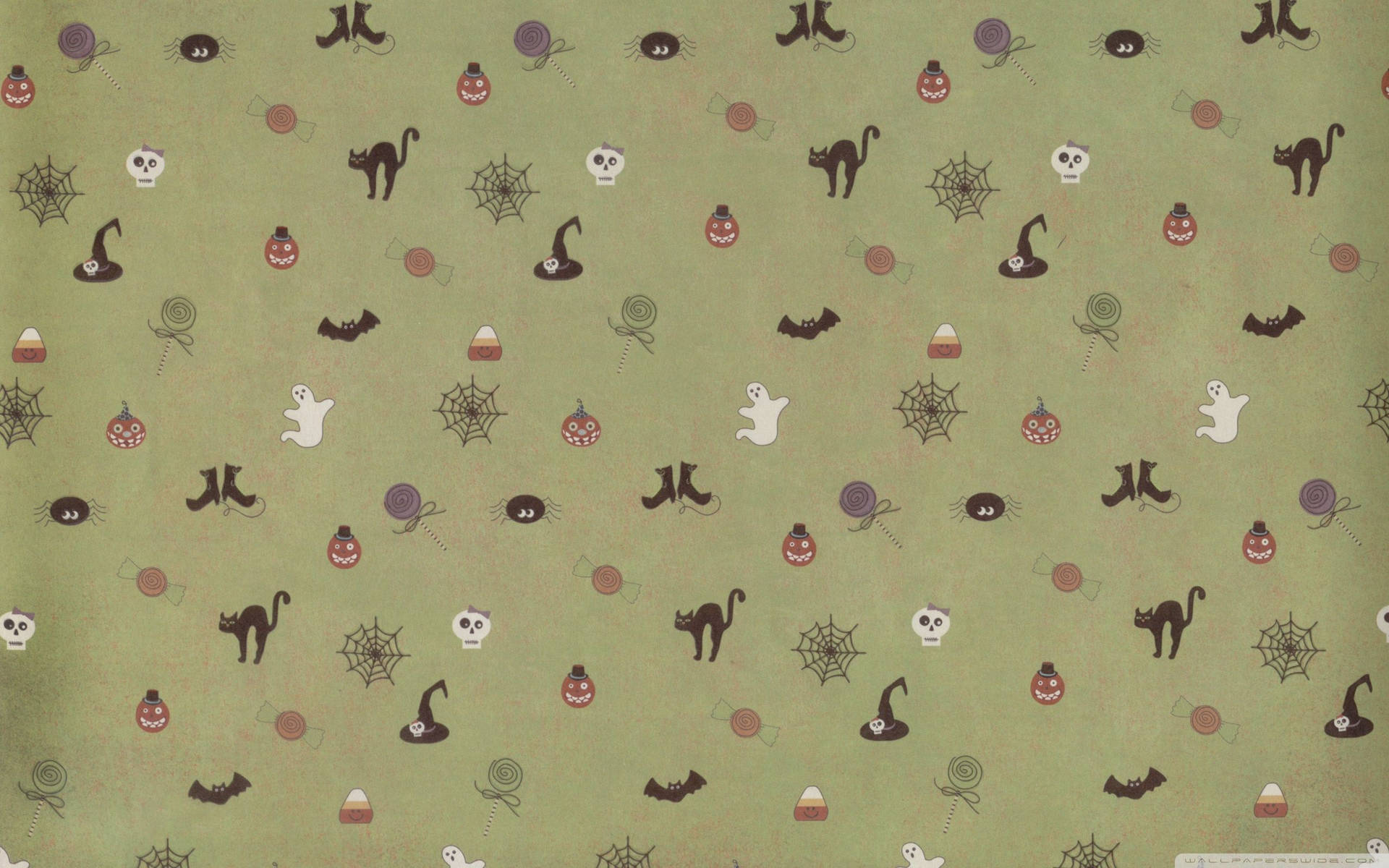 Download Green Cute Aesthetic Halloween Patterned Wallpaper