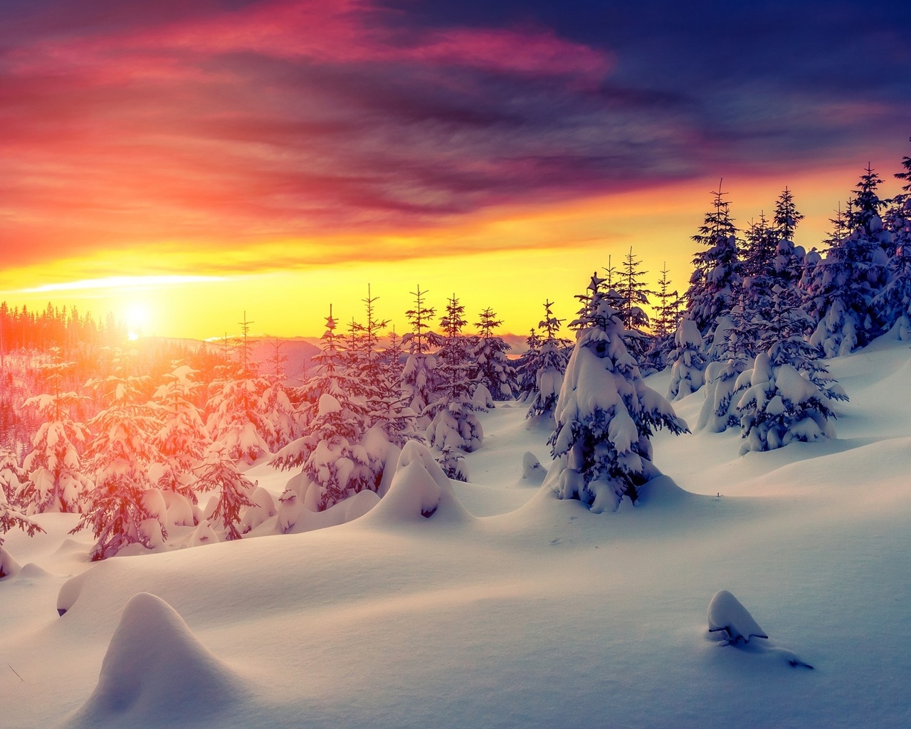 Gorgeous Winter Sunrise 1280 x 1024 Wallpaper