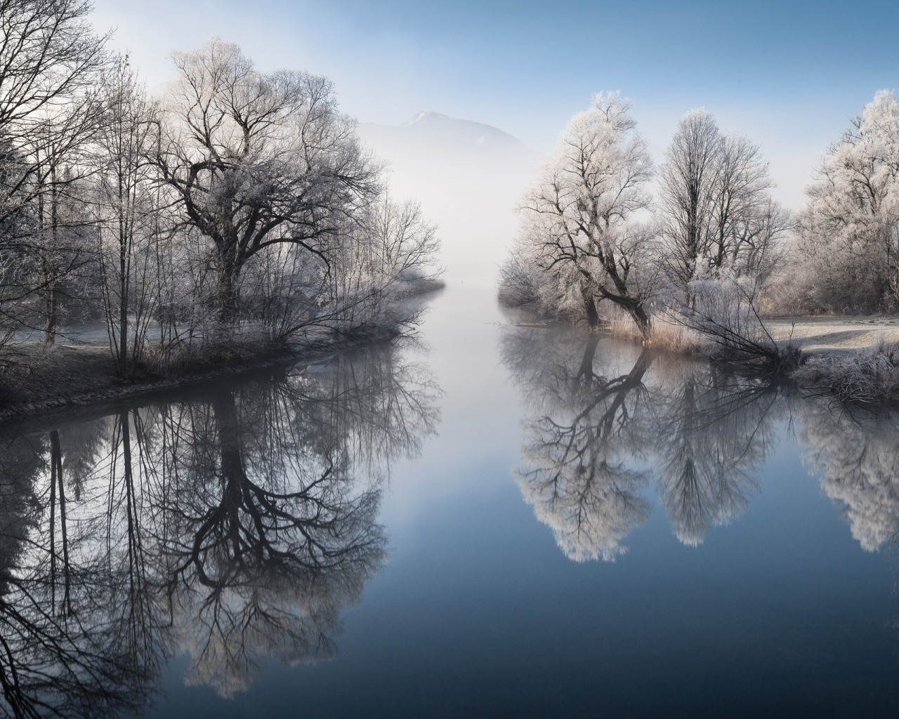 Download wallpaper winter, nature, river, section landscapes in resolution 1280x1024