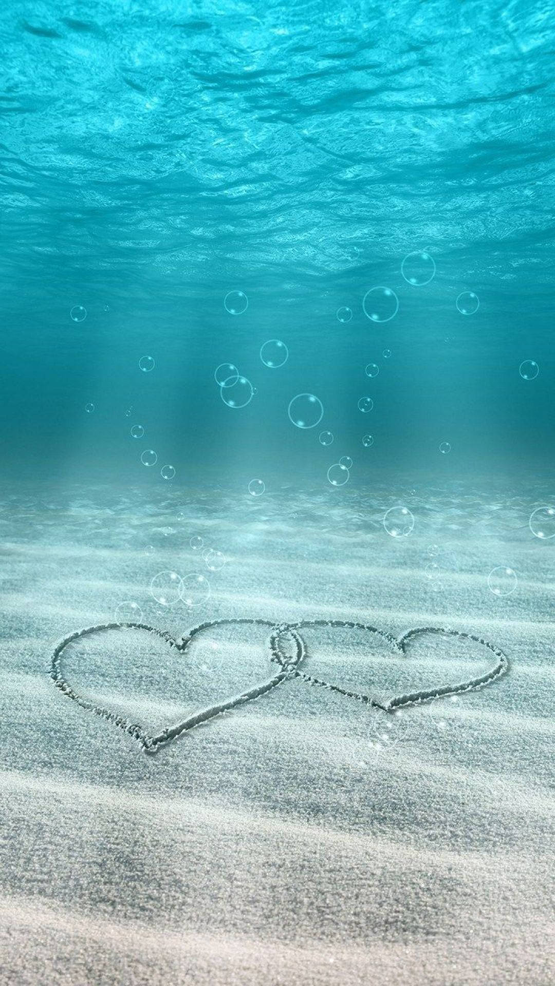 Download Hearts Underwater Love Phone Wallpaper