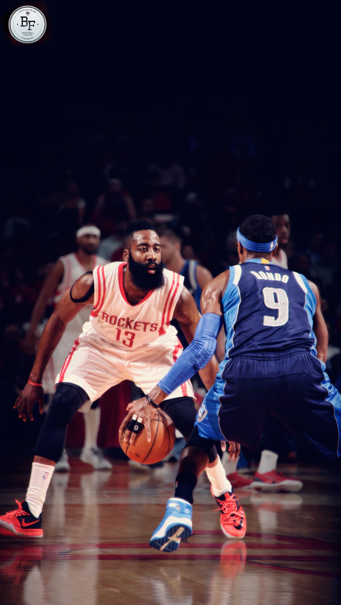 Basketball Forever Harden vs Rajon Rondo iphone wallpaper. #BasketballForever