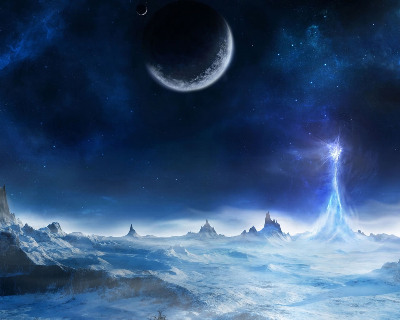Fantasy winter night 1280 x 1024 Wallpaper