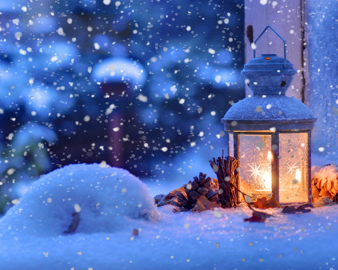 Wallpaper Christmas snow winter, light, snowflakes 2560x1600 HD Picture, Image