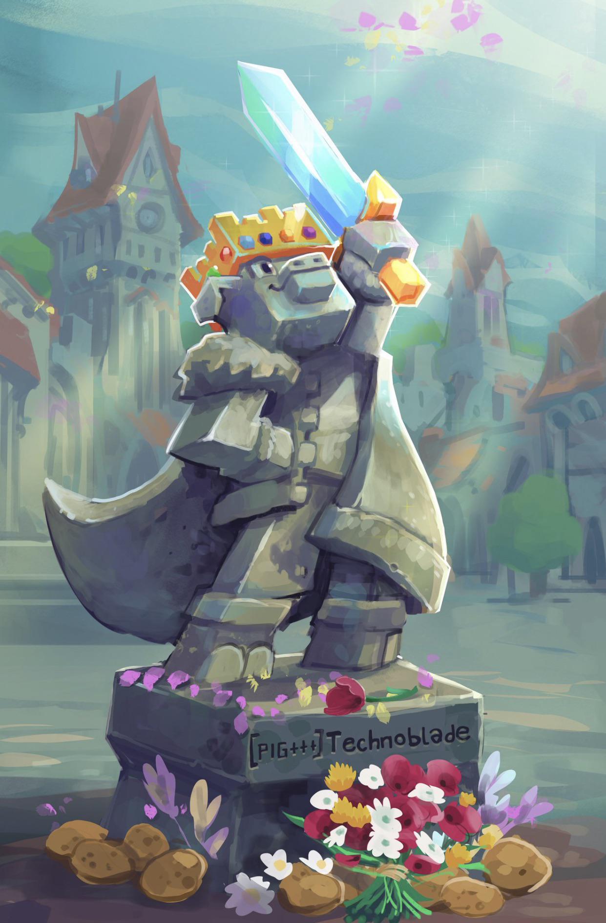 Light and dark mode wallpaper for iPhone users to honor Technoblade. Original pic is from Hypixel's post but the night time picture is recolored