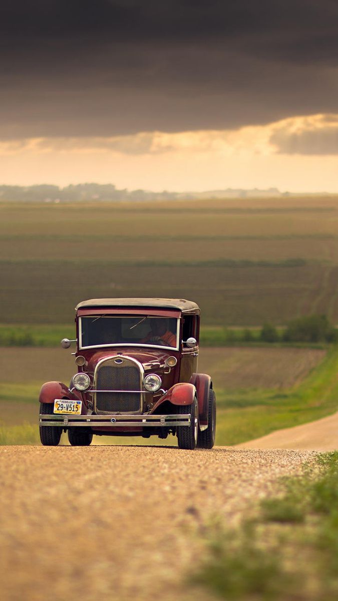 Vehicle Vintage Field Clouds Nebraska