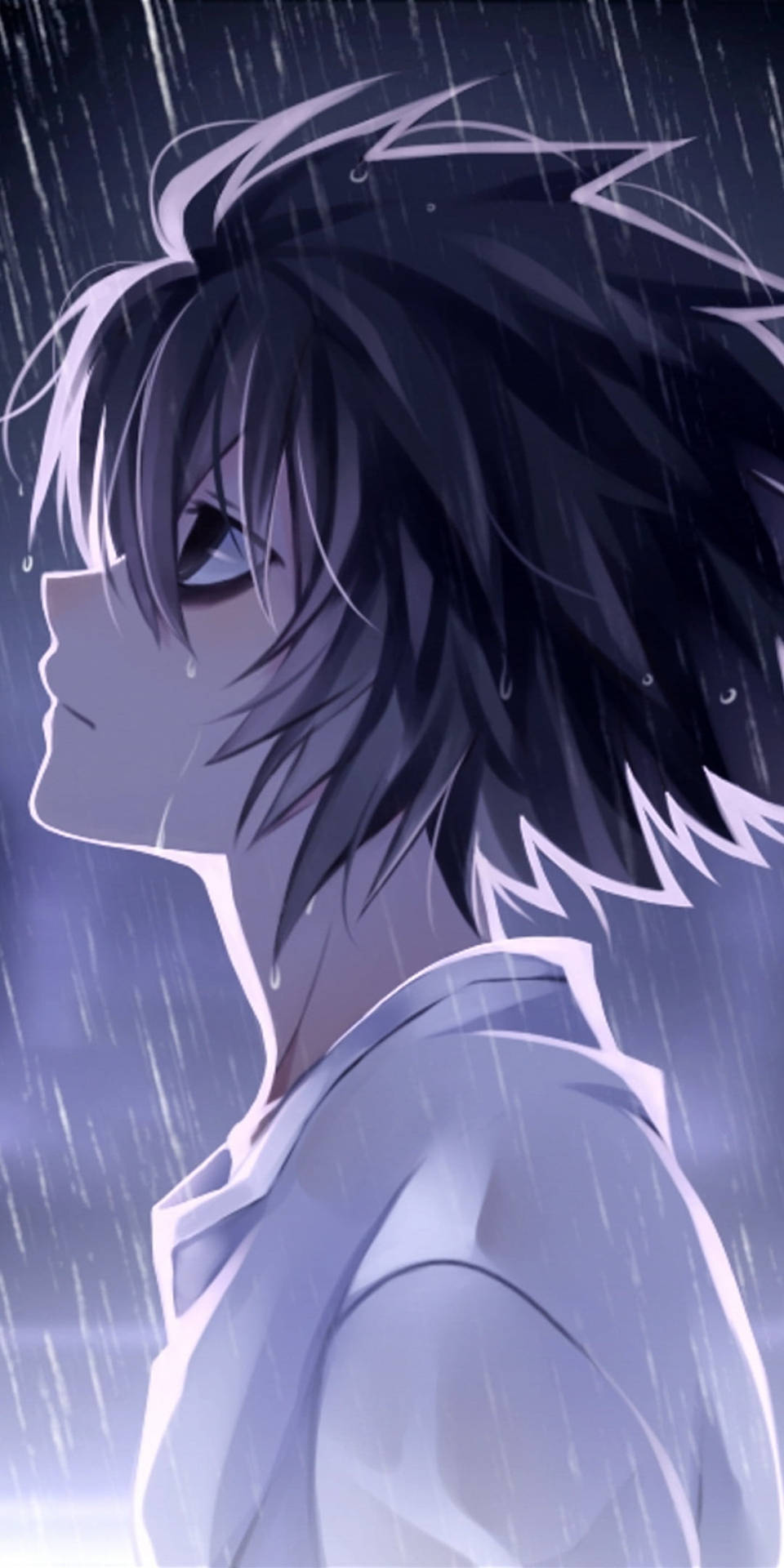 Download L Under The Rain Death Note Phone Wallpaper