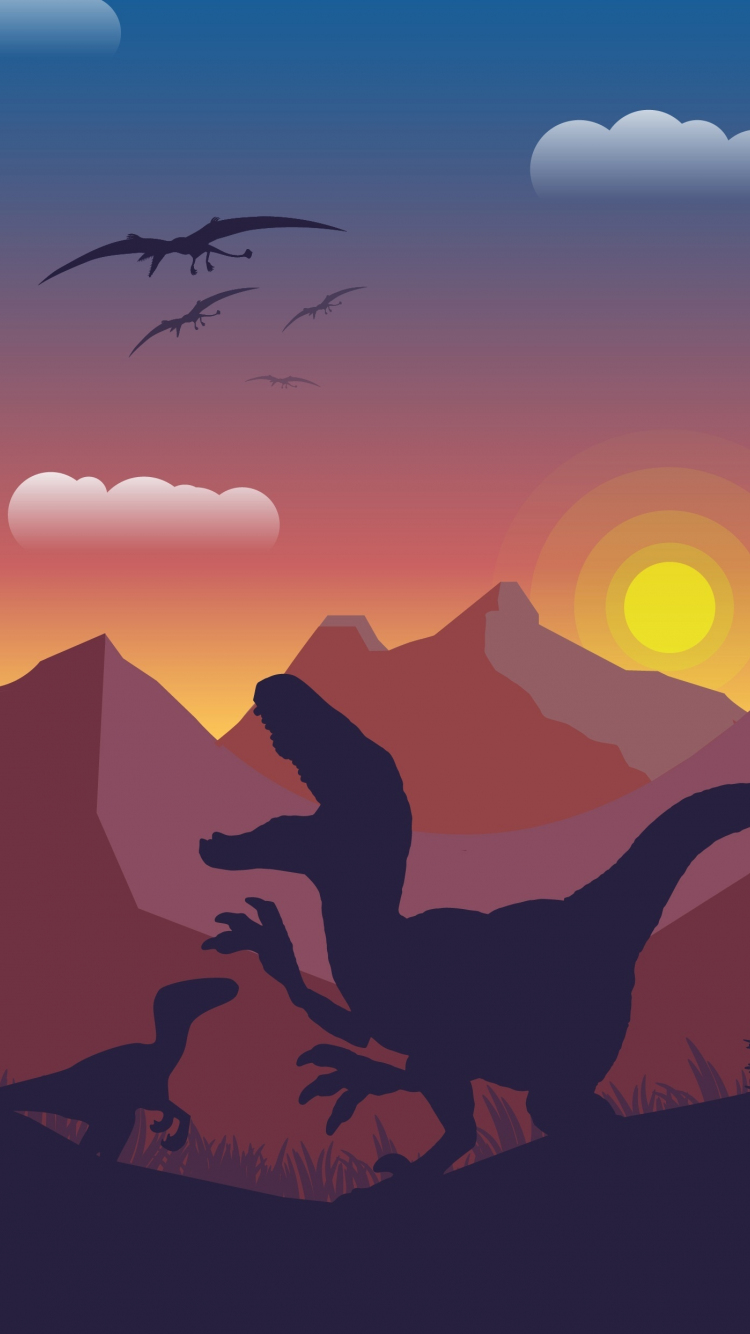 Download wallpaper 750x1334 dinosaur, mountains, digital art, iphone 7, iphone 8, 750x1334 HD background, 8159