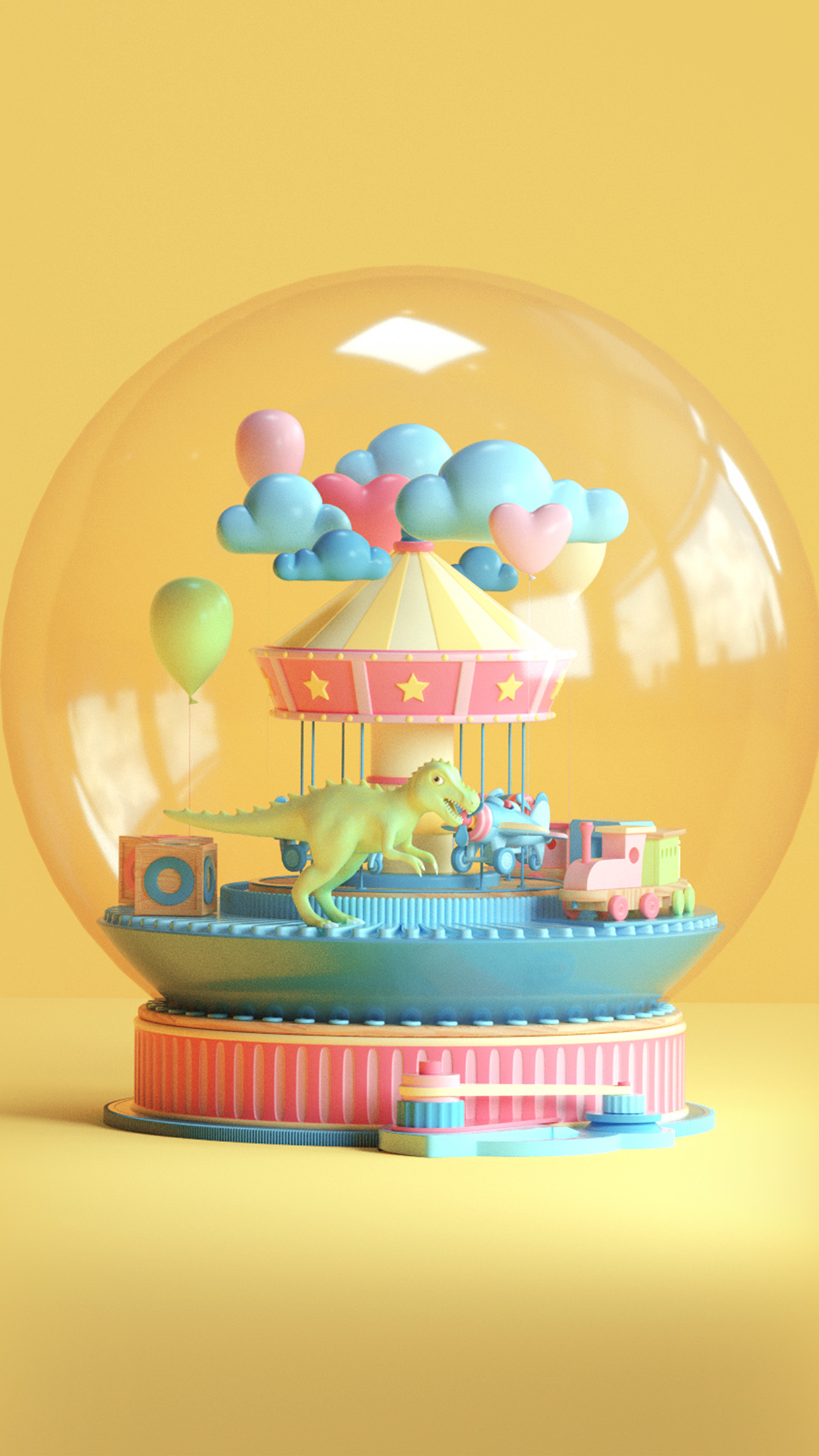 iPhone X wallpaper. toy dinosaur yellow art digital cute