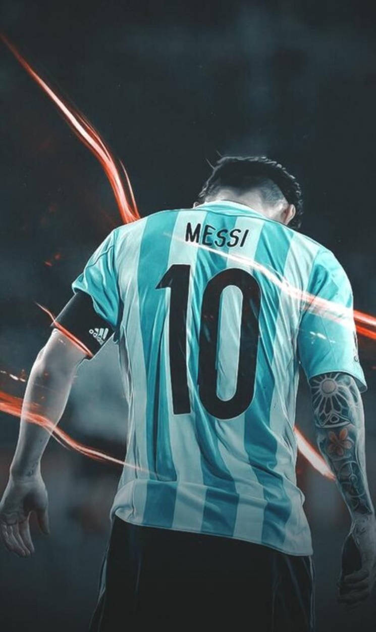 Download Messi Argentina Orange Light Wallpaper