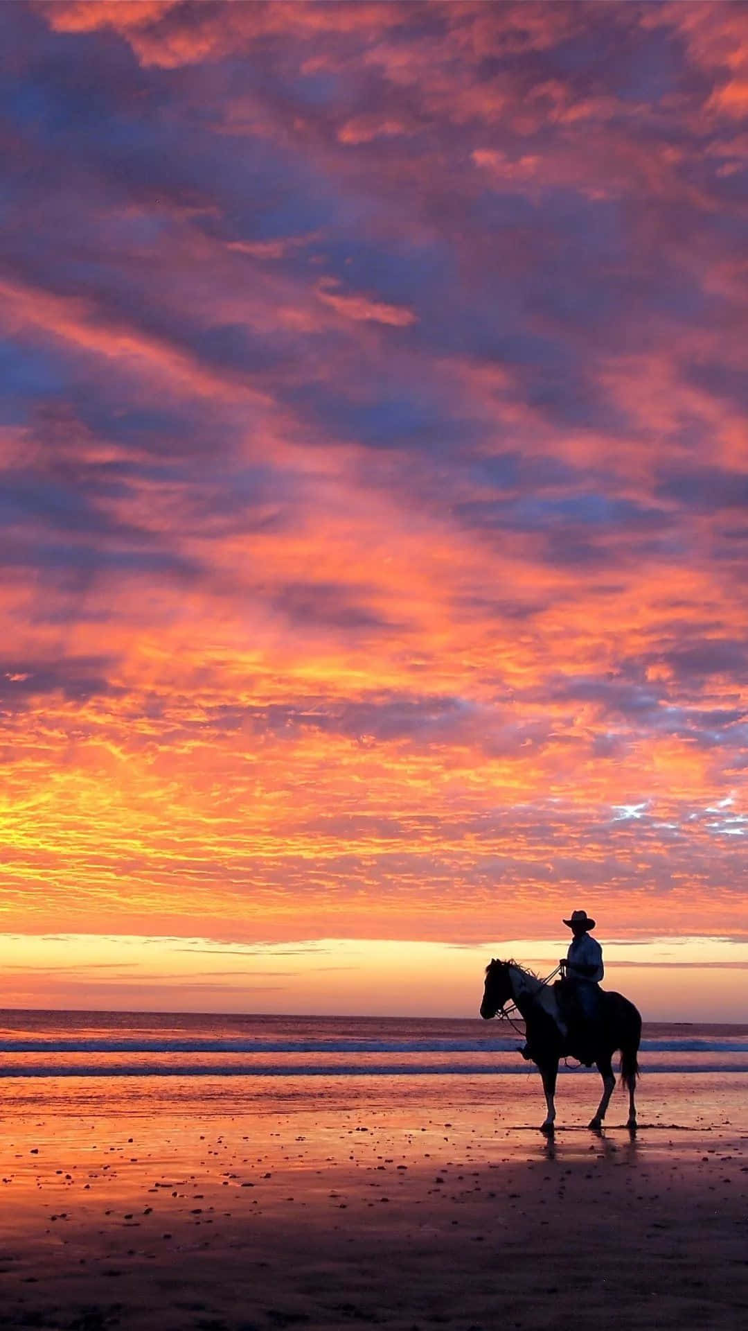 Download Sunset By The Beach Cowboy iPhone Wallpaper
