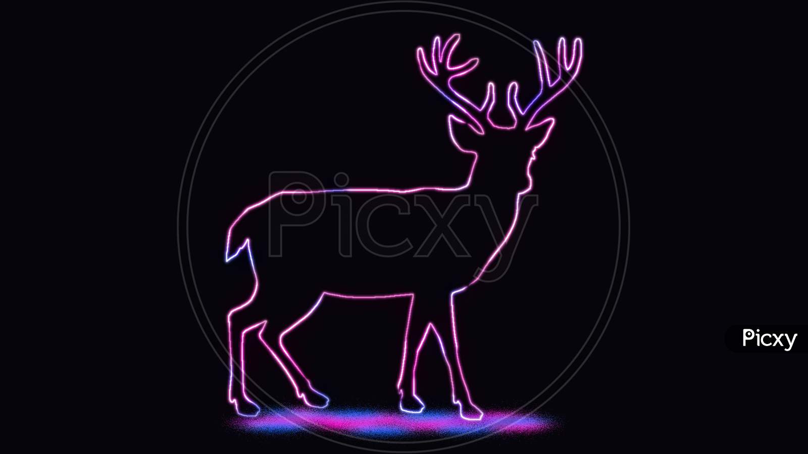 Image Of The Beautiful Outline Of Deer, With Neon Lighting. Animal Outline With Neon Light Effect Isolated On Black Background. SL976497 Picxy