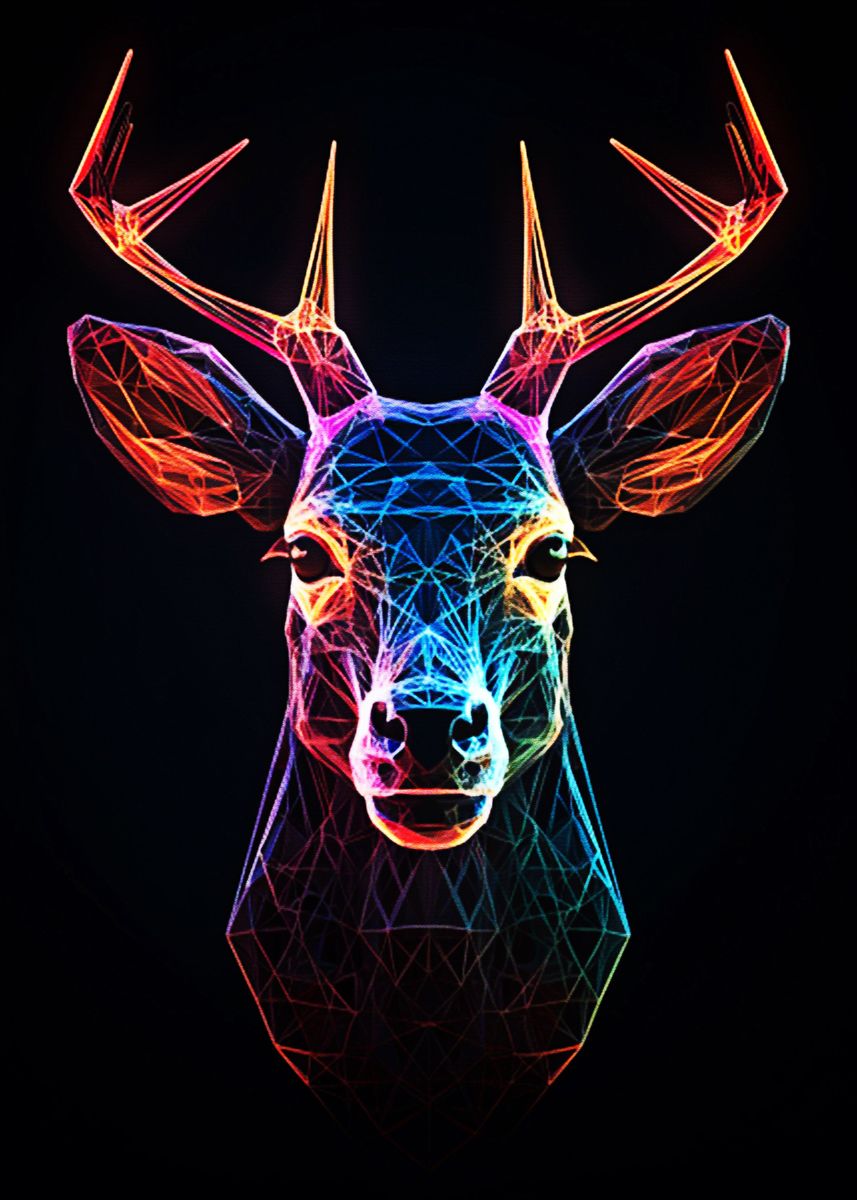 Neon Deer' Poster