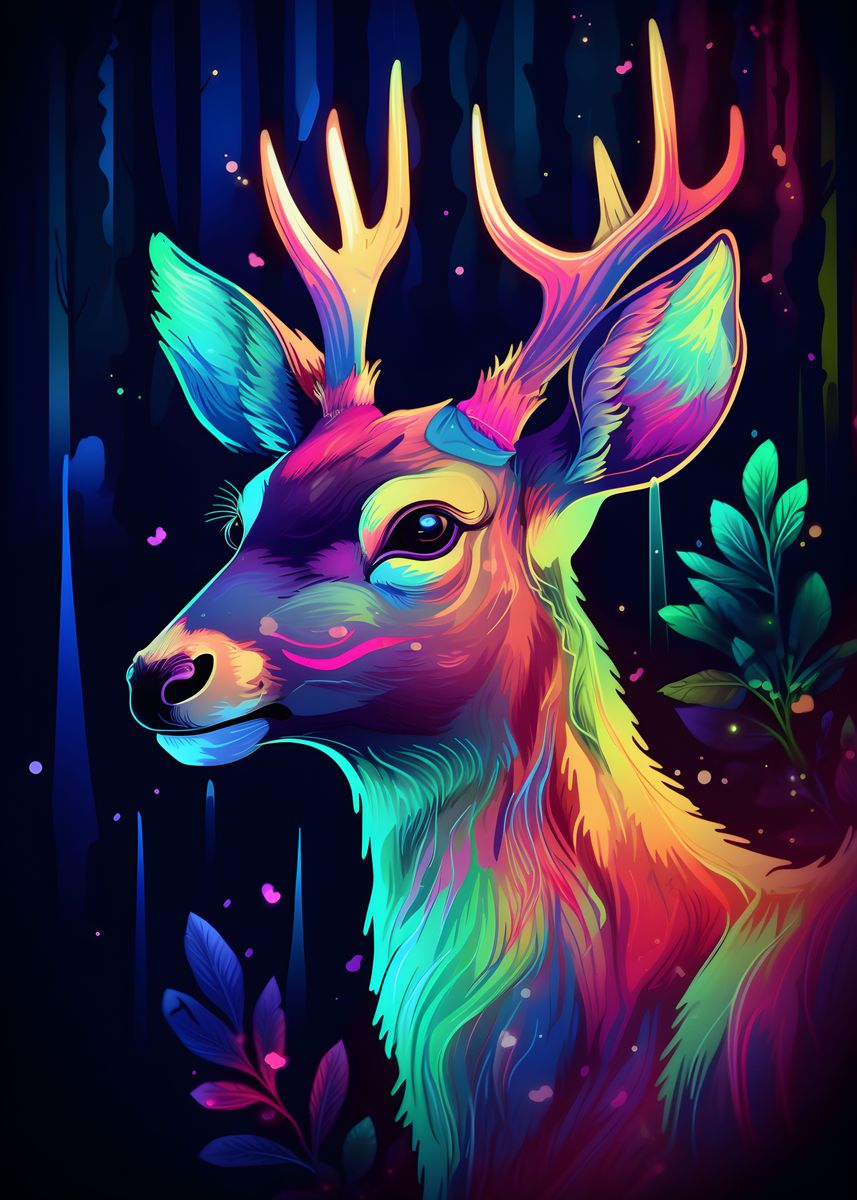 Neon Deer' Poster