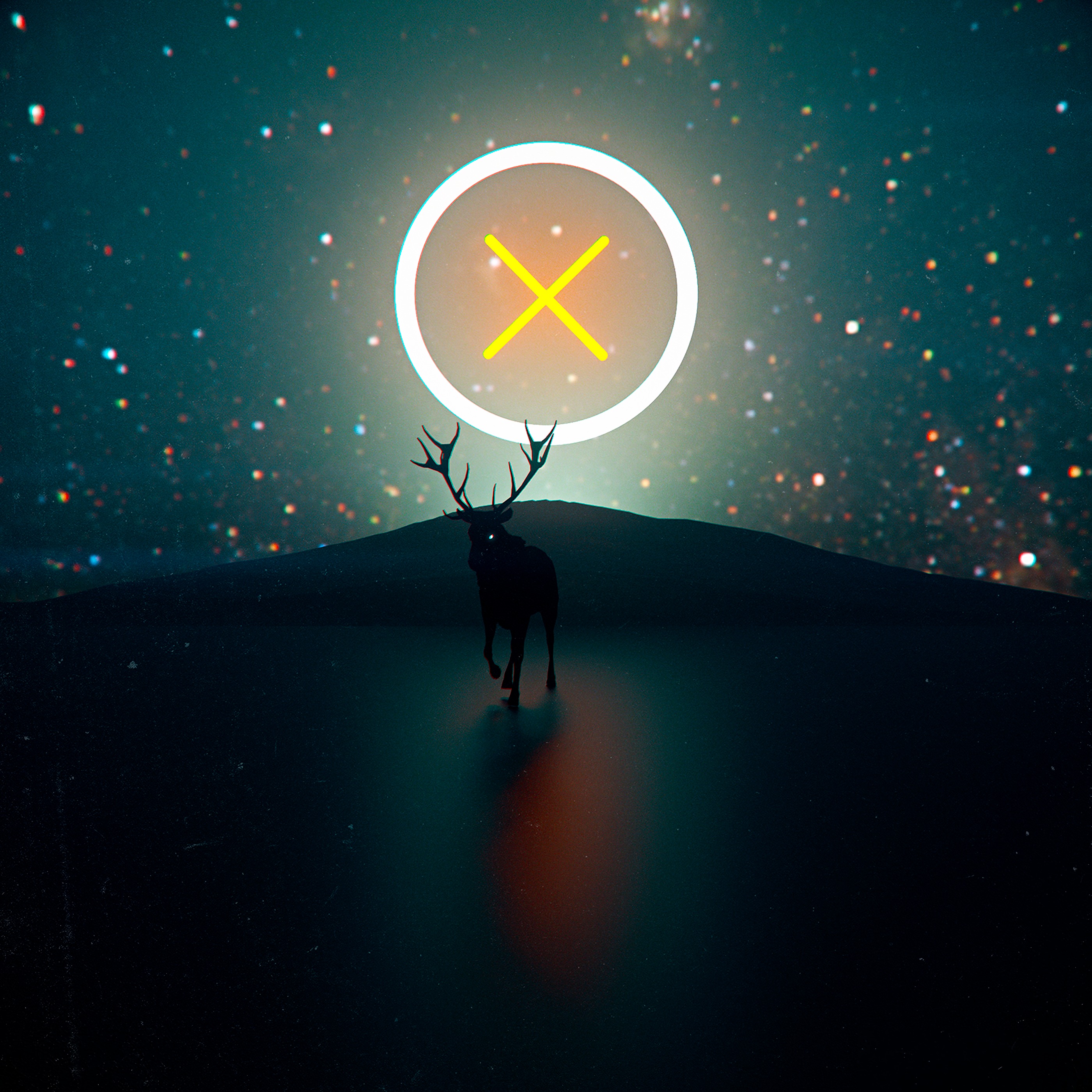 Mobile wallpaper: Deer, Glare, Shine, Light, Circle, Art, Neon, 132990 download the picture for free