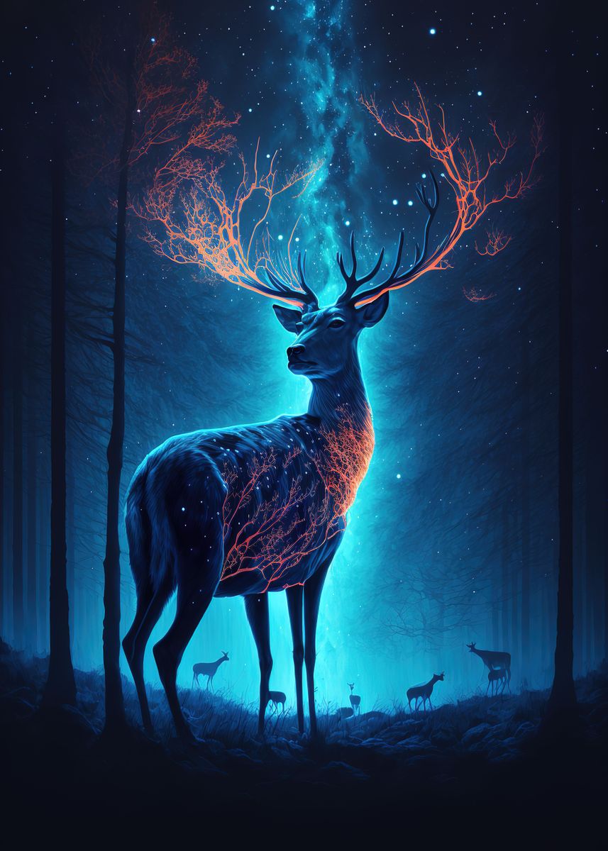 animal deer neon' Poster
