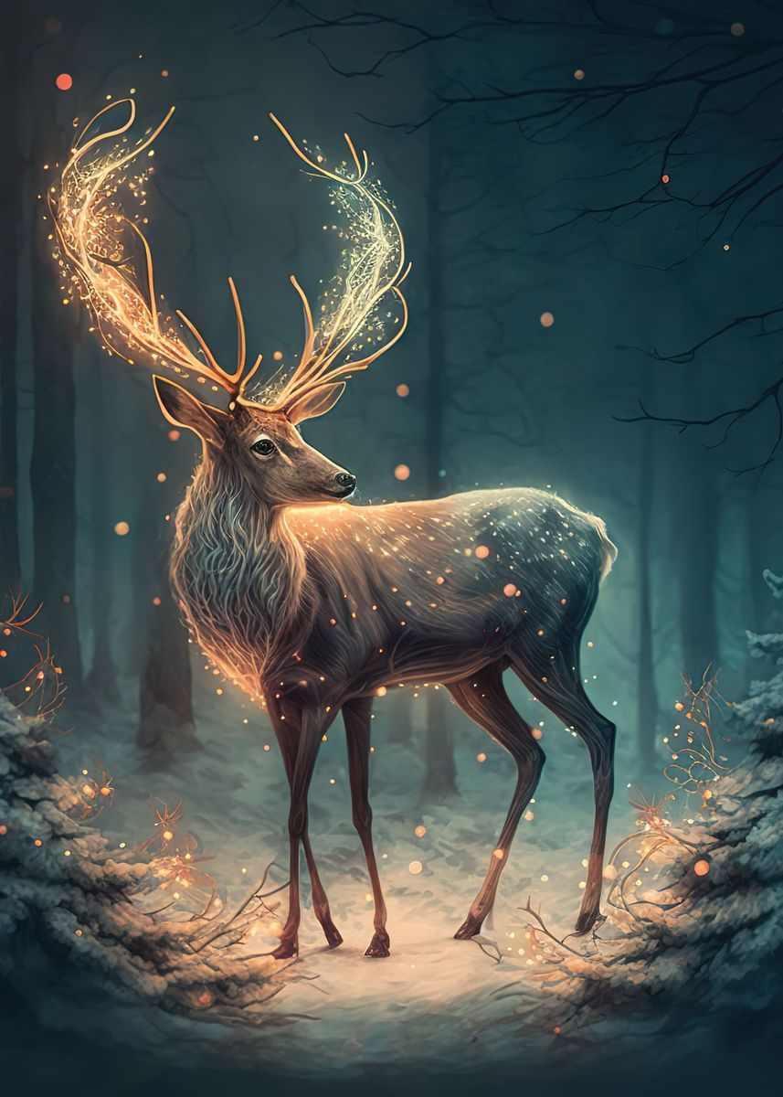 animal deer neon' Poster