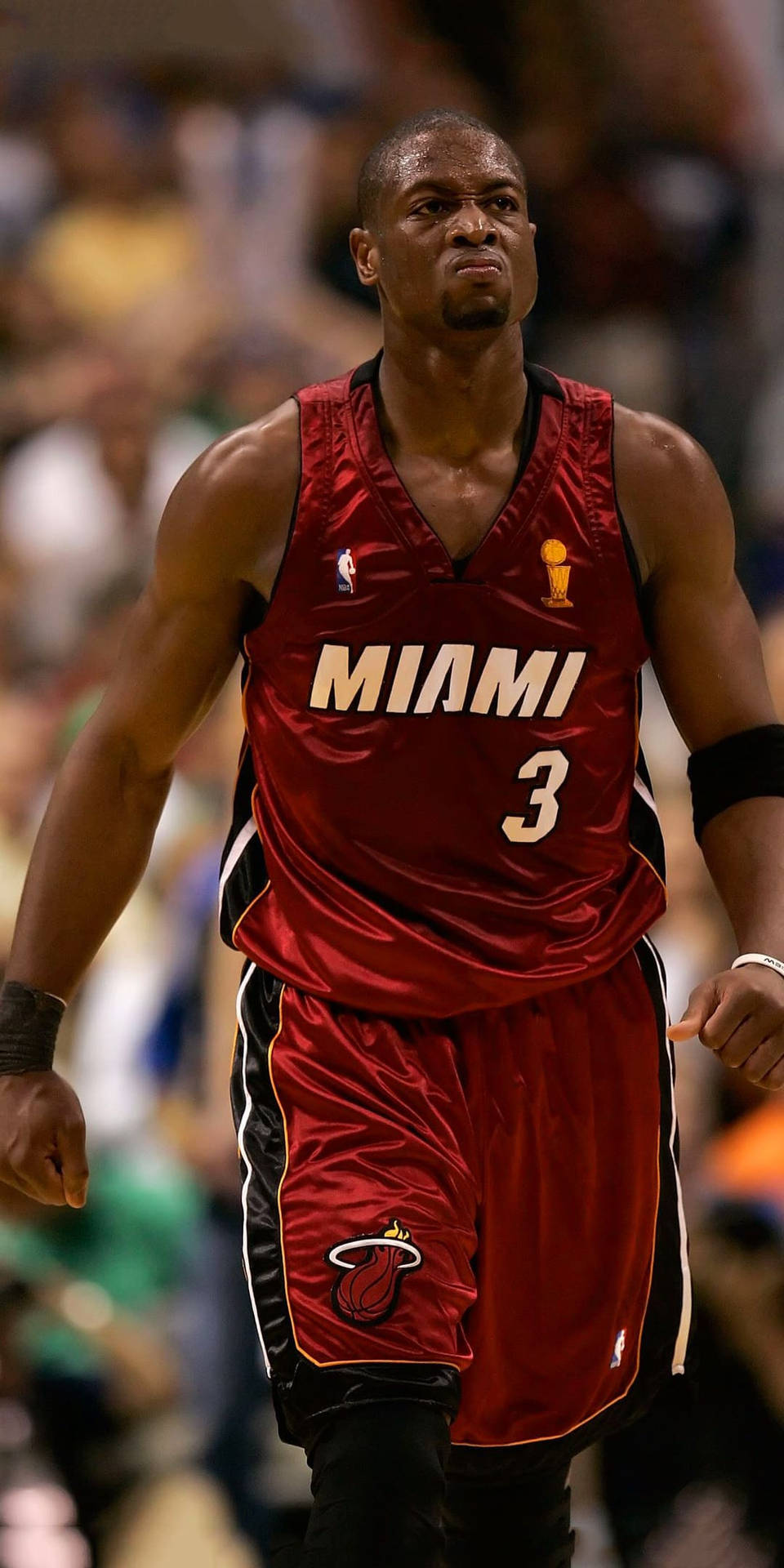 Download Miami Heat Dwyane Wade Fierce in Red Jersey Wallpaper
