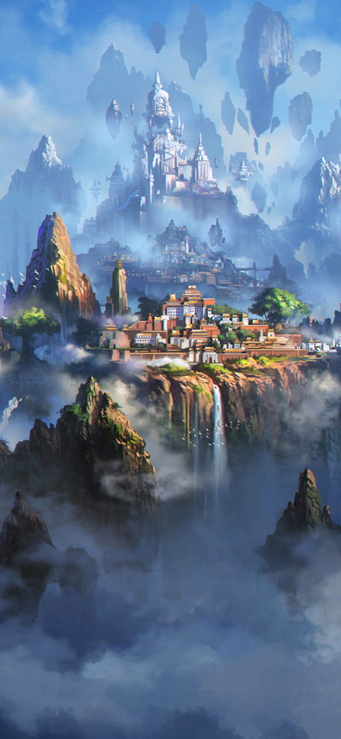 iPhone X wallpaper. cloud town fantasy anime liang xing illustration art