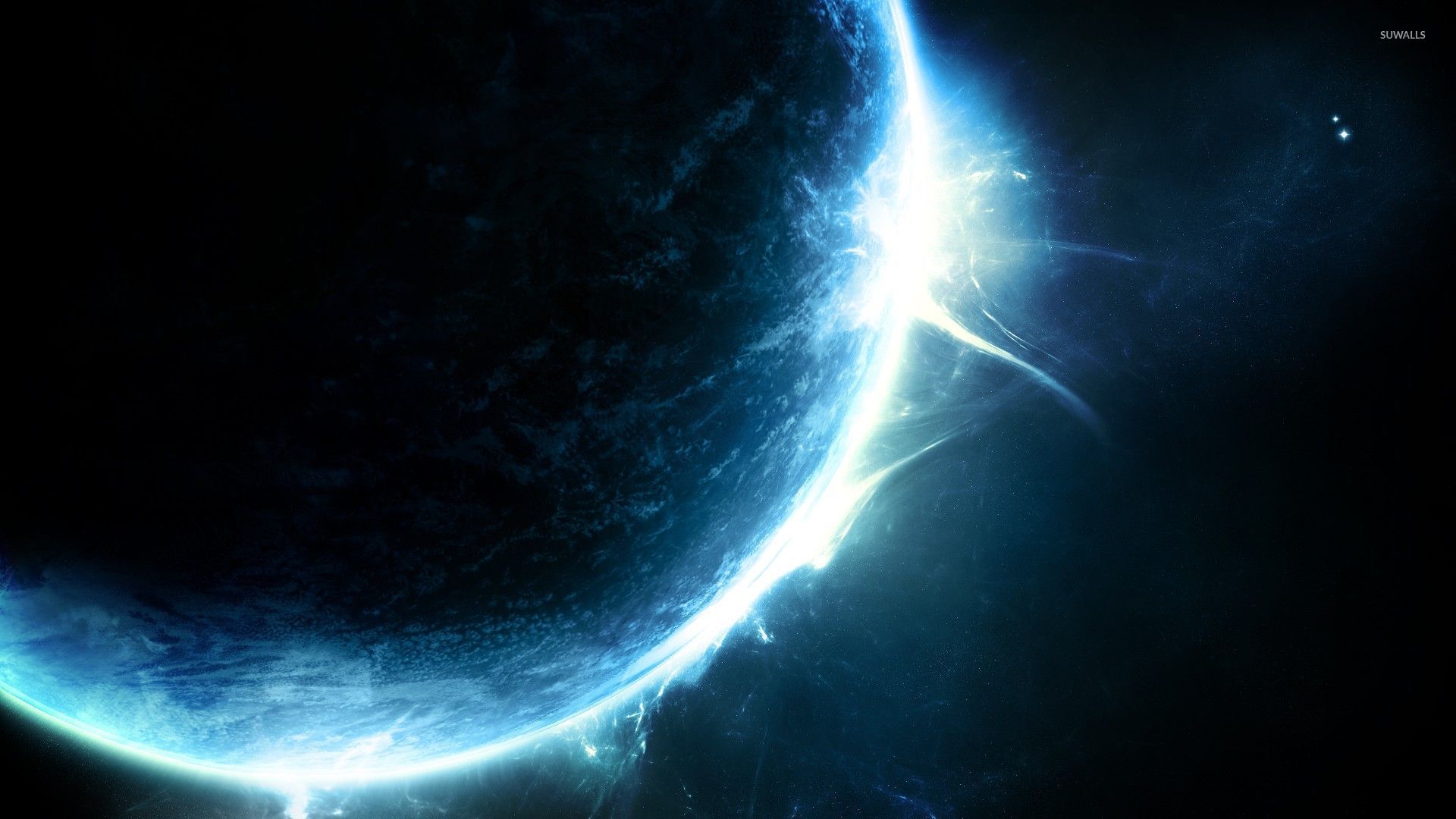 Glowing blue planet wallpaper wallpaper