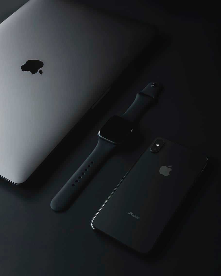 Download Apple Products Dark Minimalist Wallpaper