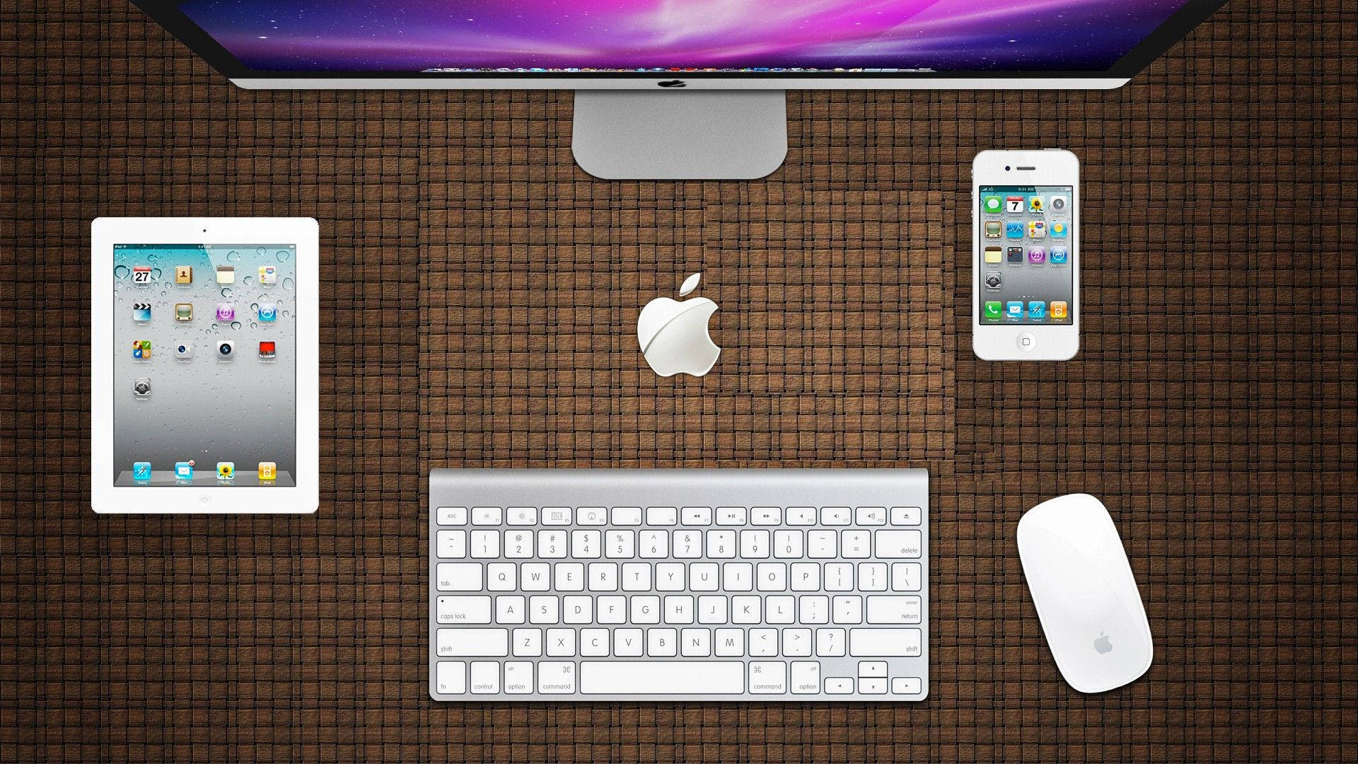 Download Apple Products Office Desk Set Up Wallpaper
