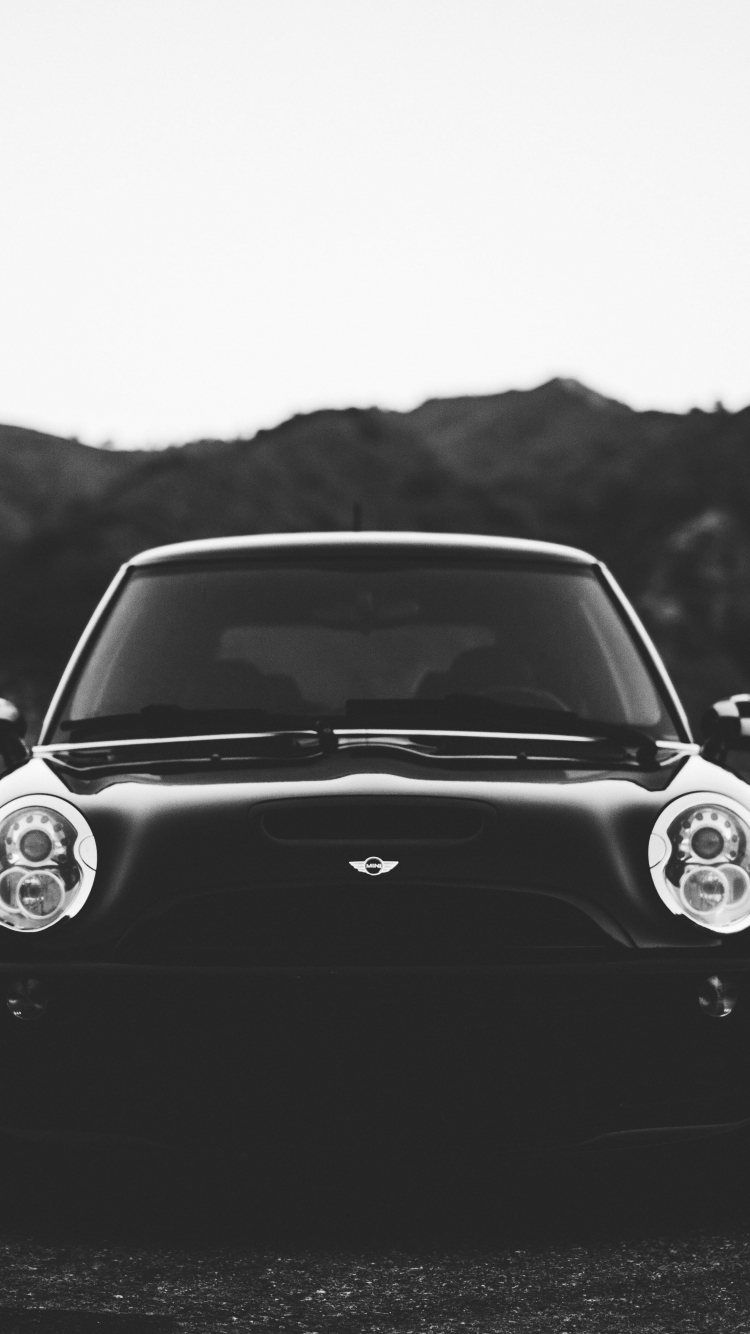 Download wallpaper 750x1334 monochrome, mini cooper s (r56), car, iphone 7, iphone 8, 750x1334 HD background, 4477